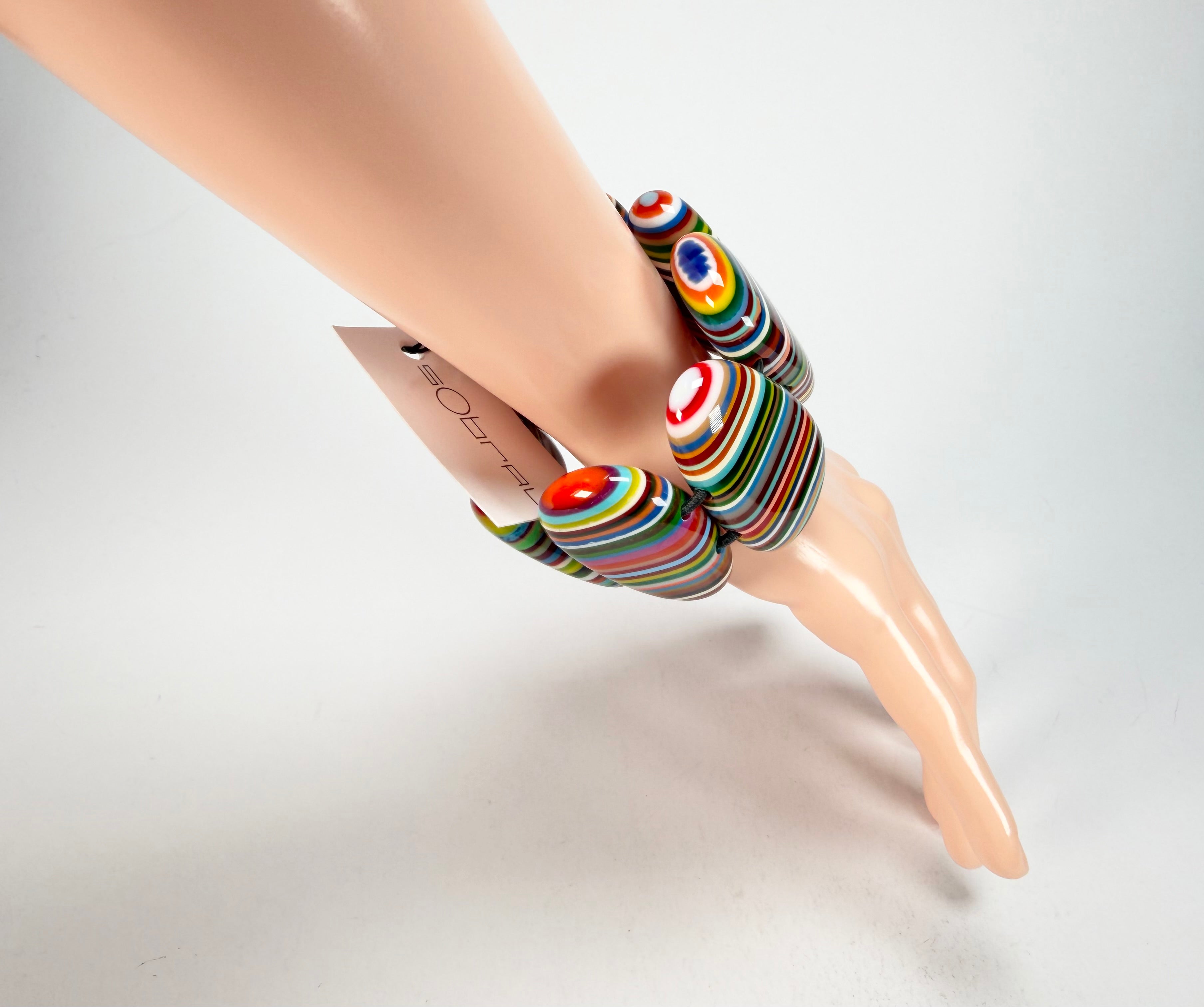 Sobral - Pop Art "Folha" Elasticated Resin Bracelet ( 005519 )
