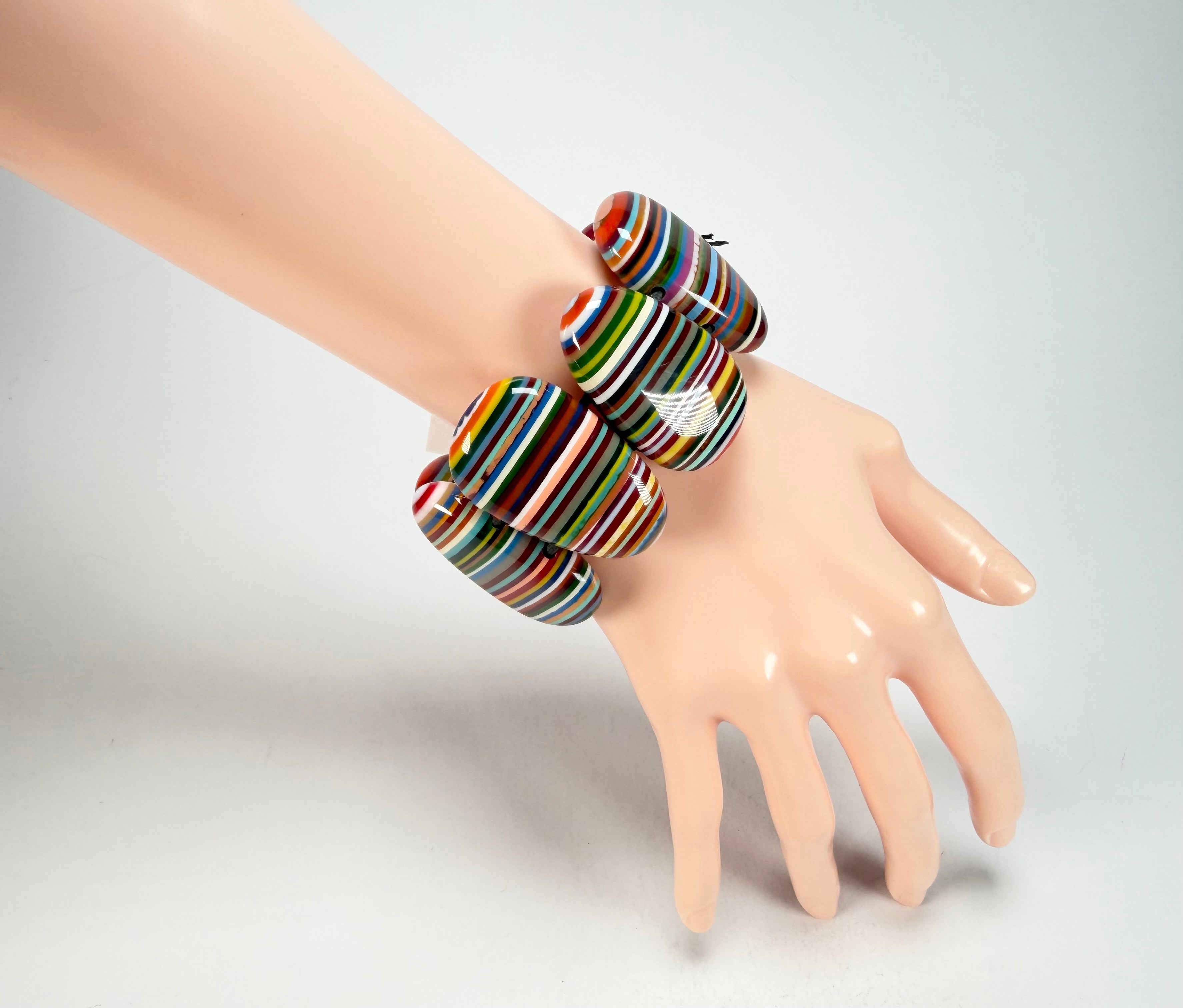 Sobral - Pop Art "Folha" Elasticated Resin Bracelet ( 005519 )