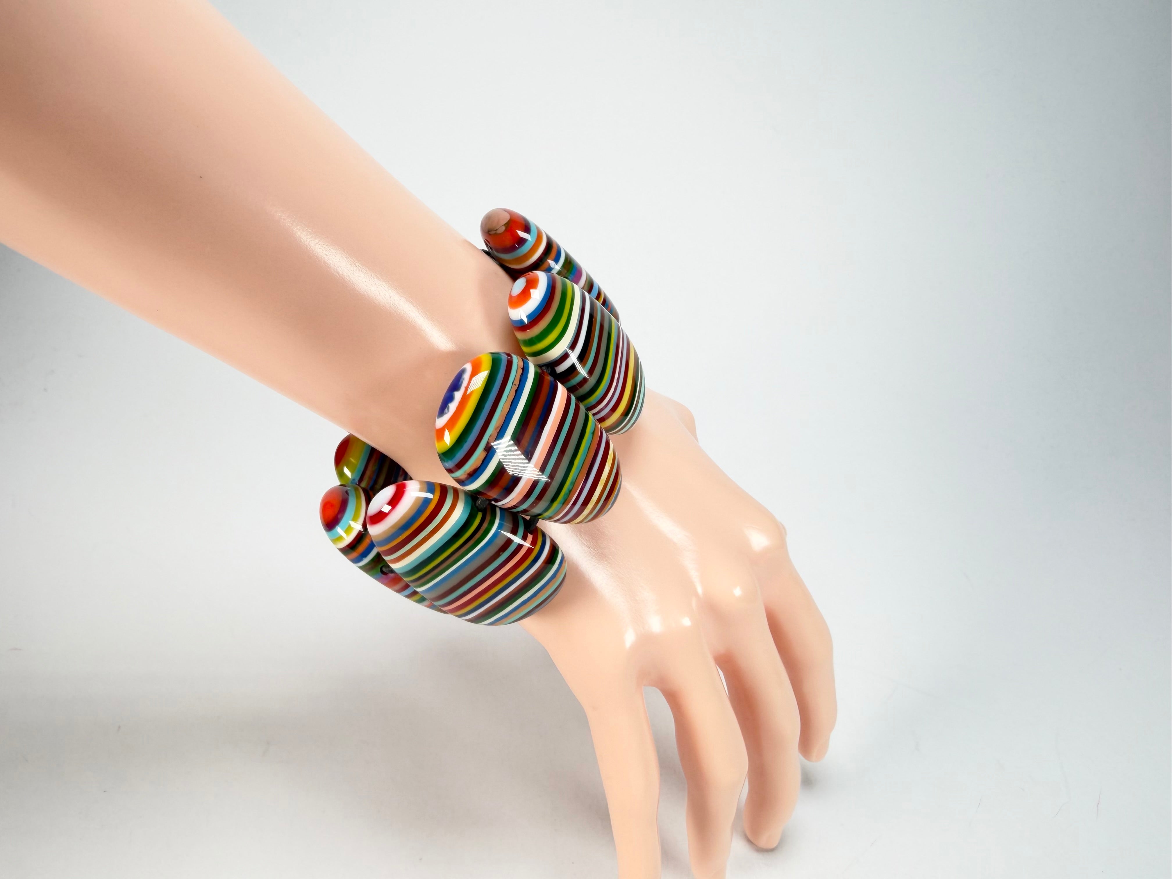 Sobral - Pop Art "Folha" Elasticated Resin Bracelet ( 005519 )