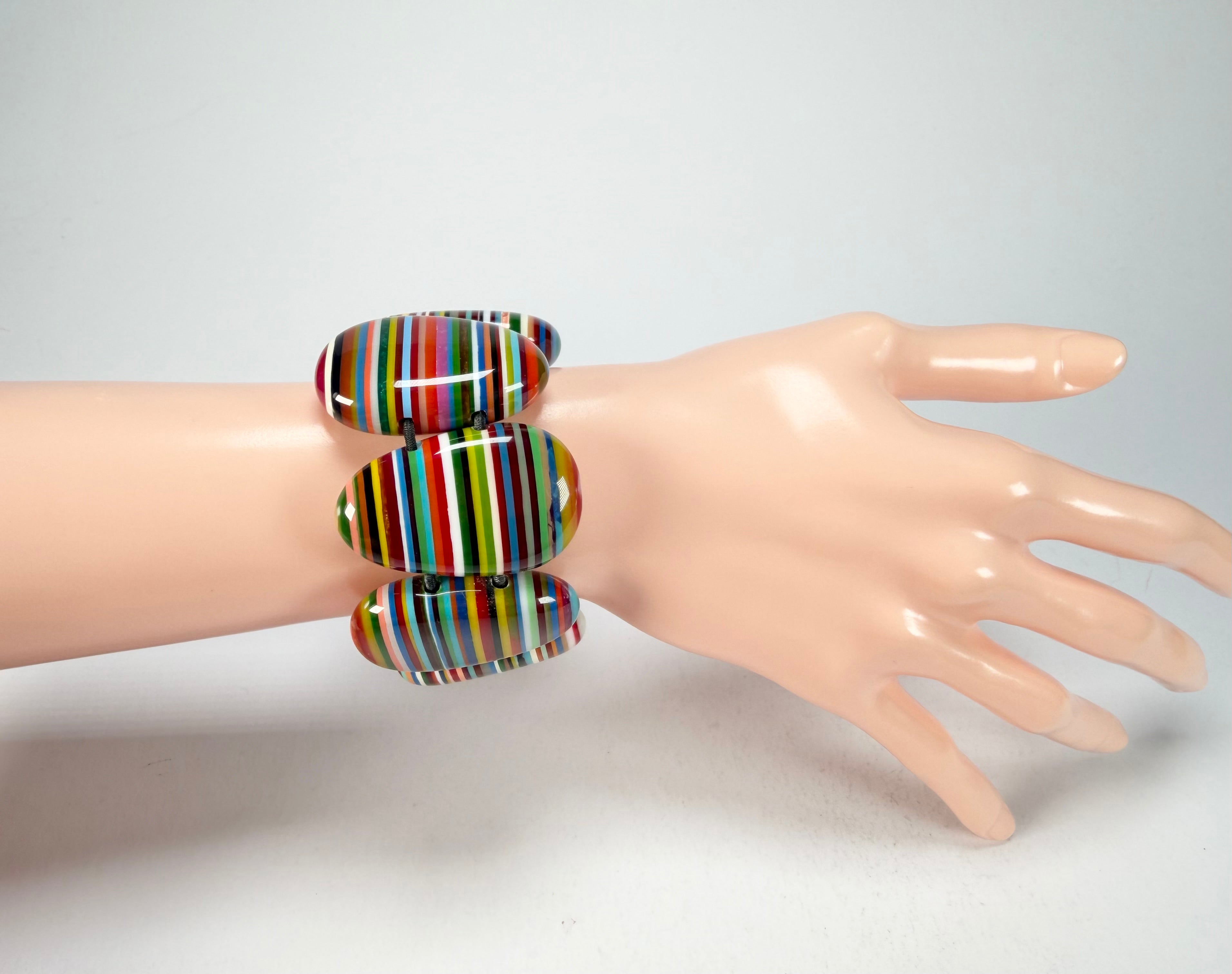 Sobral - Pop Art "Folha" Elasticated Resin Bracelet ( 005519 )