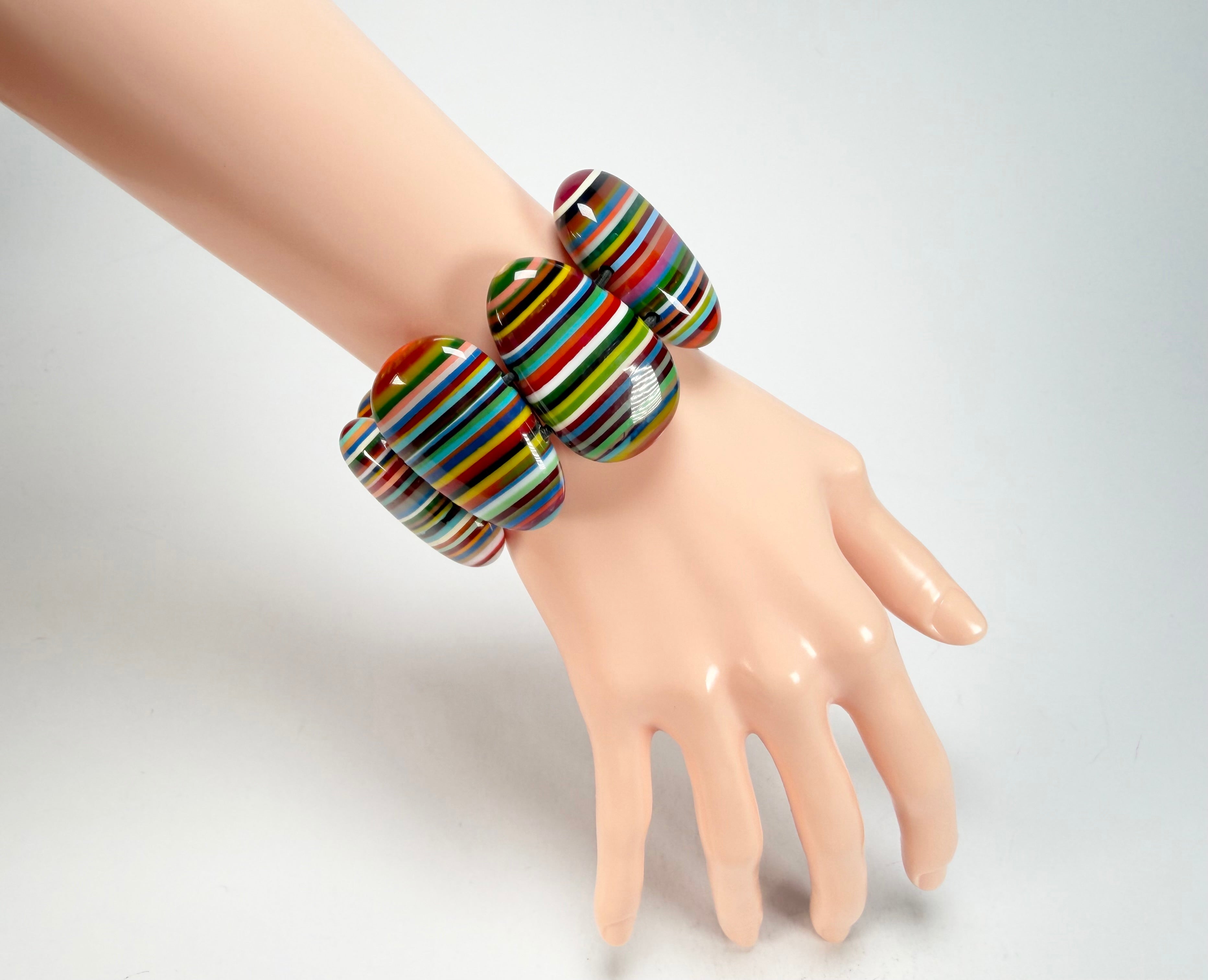 Sobral - Pop Art "Folha" Elasticated Resin Bracelet ( 005519 )