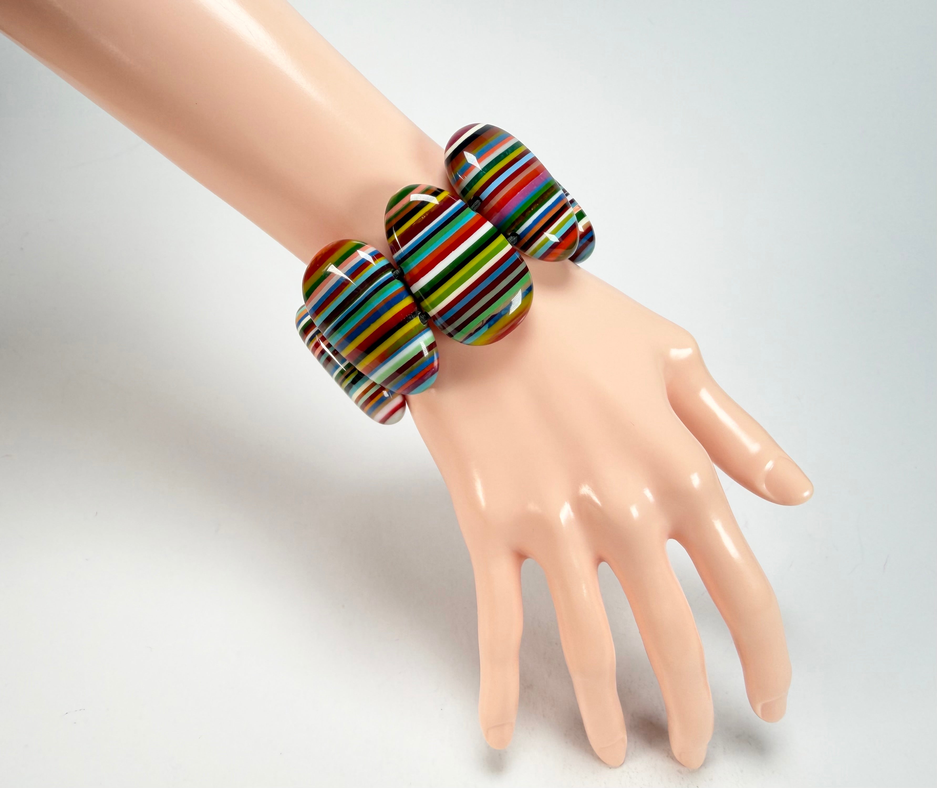 Sobral - Pop Art "Folha" Elasticated Resin Bracelet ( 005519 )