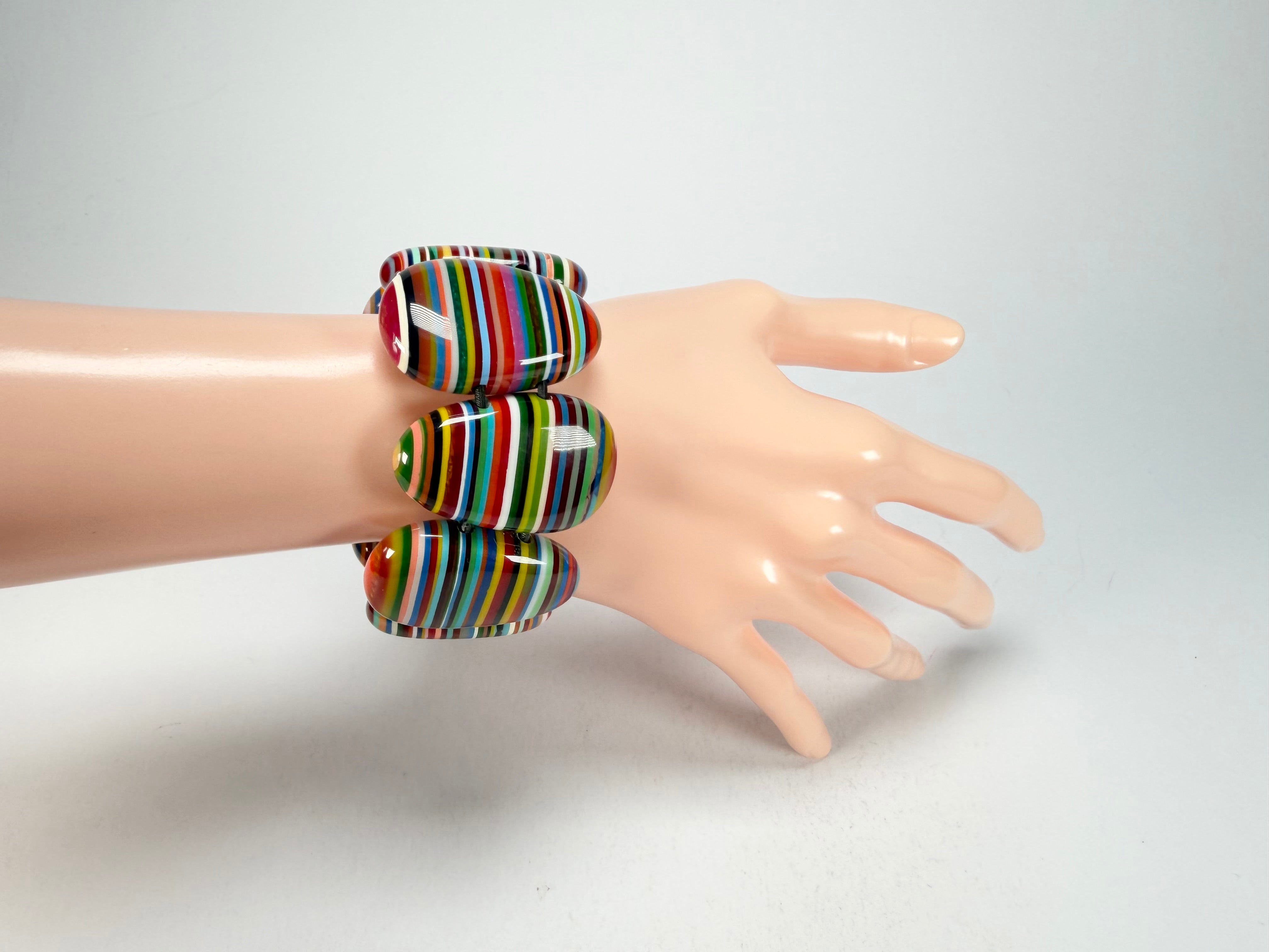 Sobral - Pop Art "Folha" Elasticated Resin Bracelet ( 005519 )