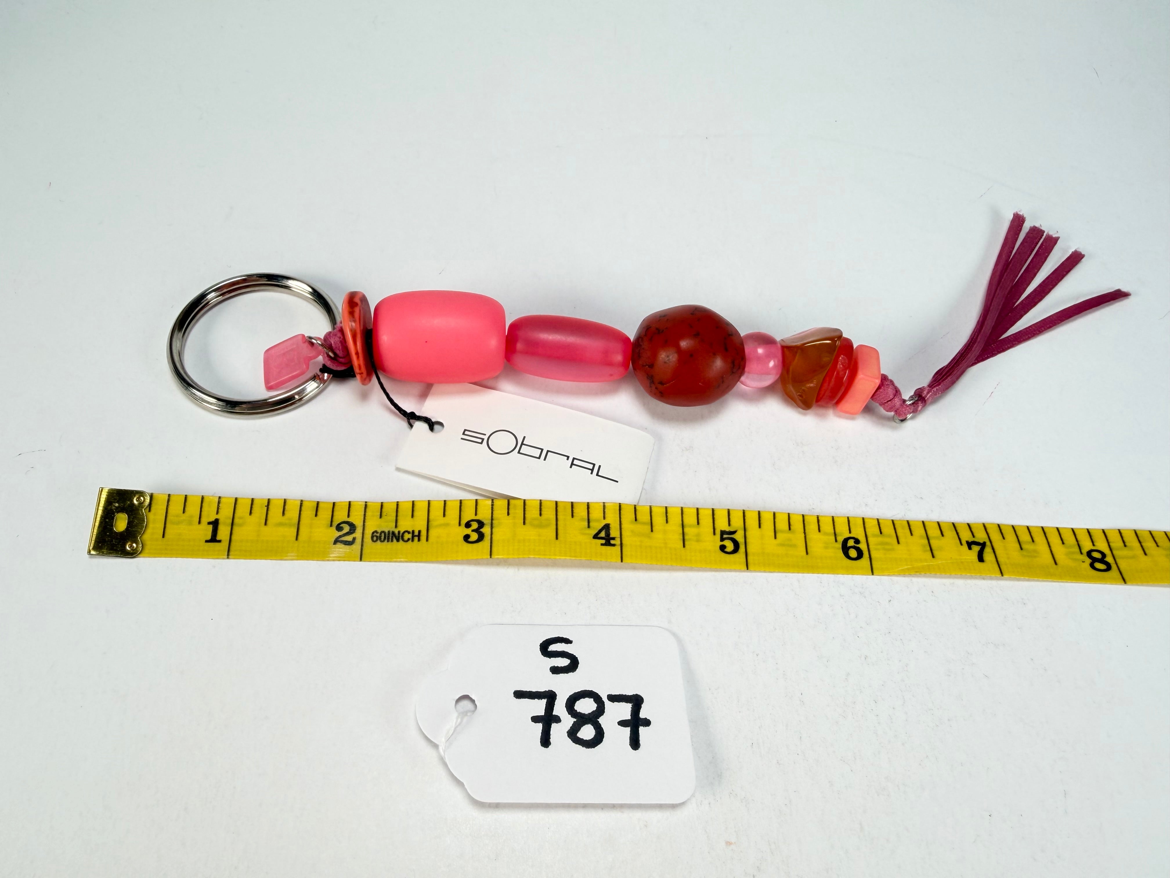 Sobral - Indiana "Cereja" Pink Resin Key Ring / Key Chain ( 000179 )