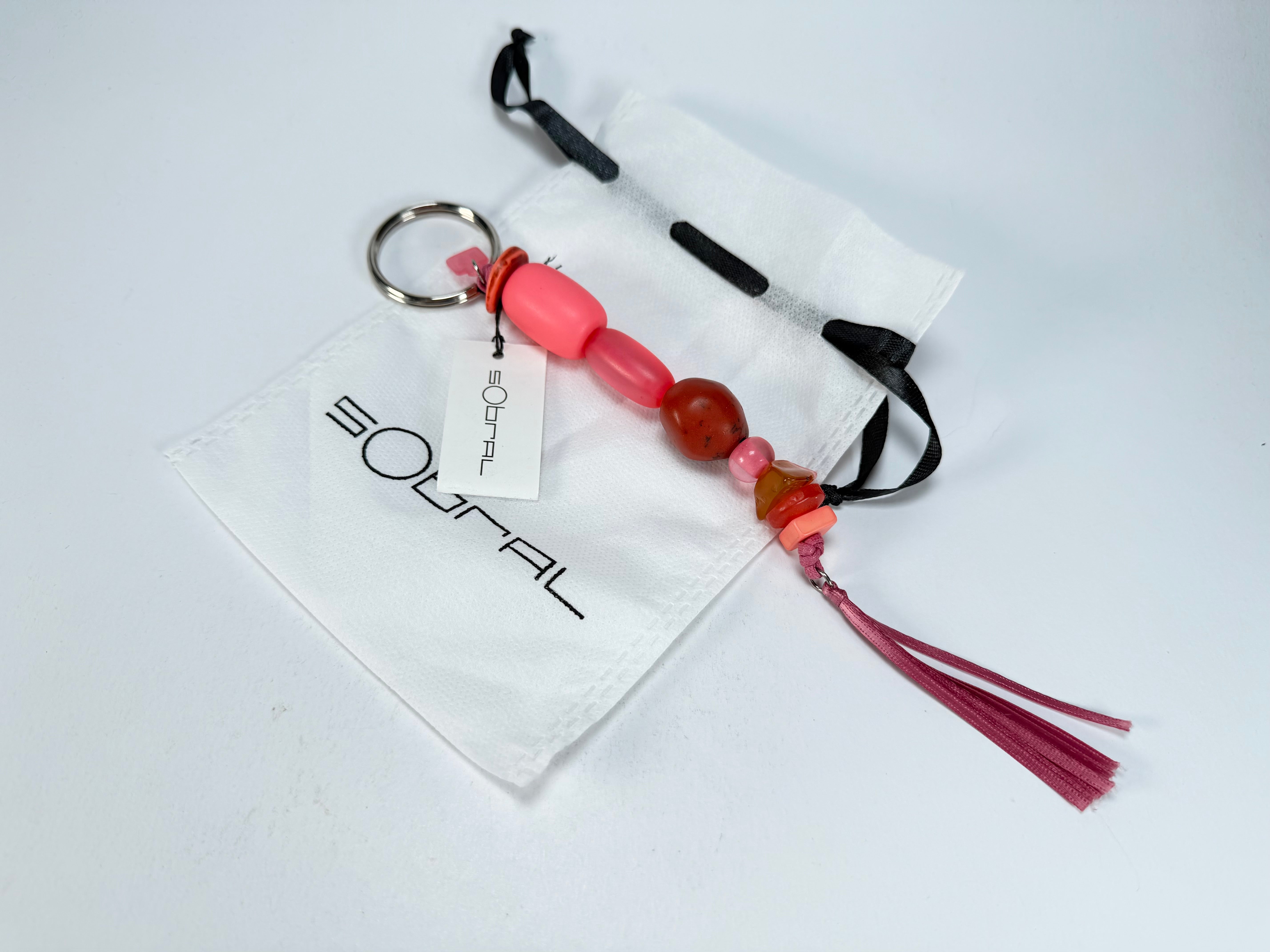 Sobral - Indiana "Cereja" Pink Resin Key Ring / Key Chain ( 000179 )