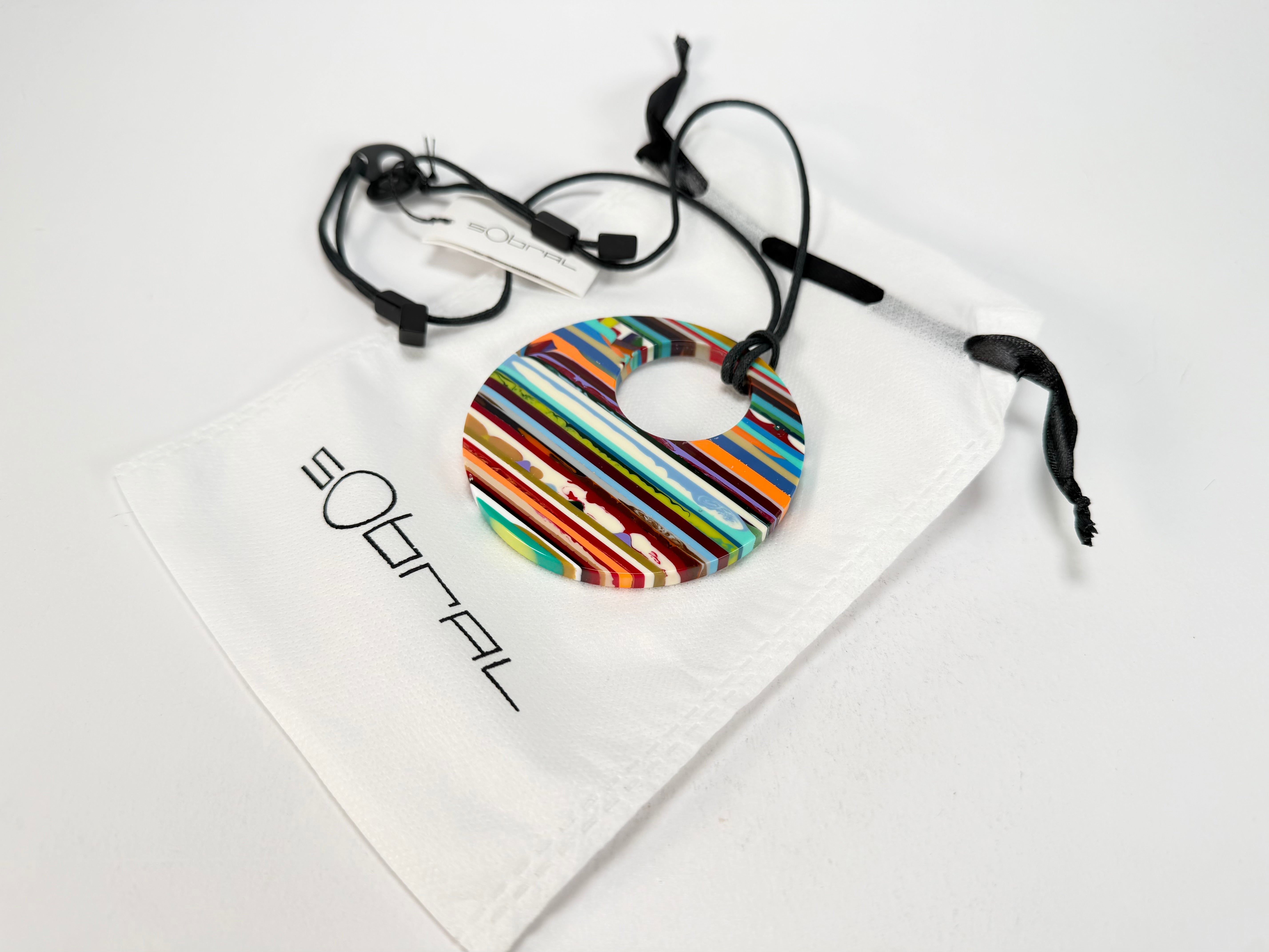 Sobral - Pop Art "Pollock Disc" Resin Necklace ( 004296 )