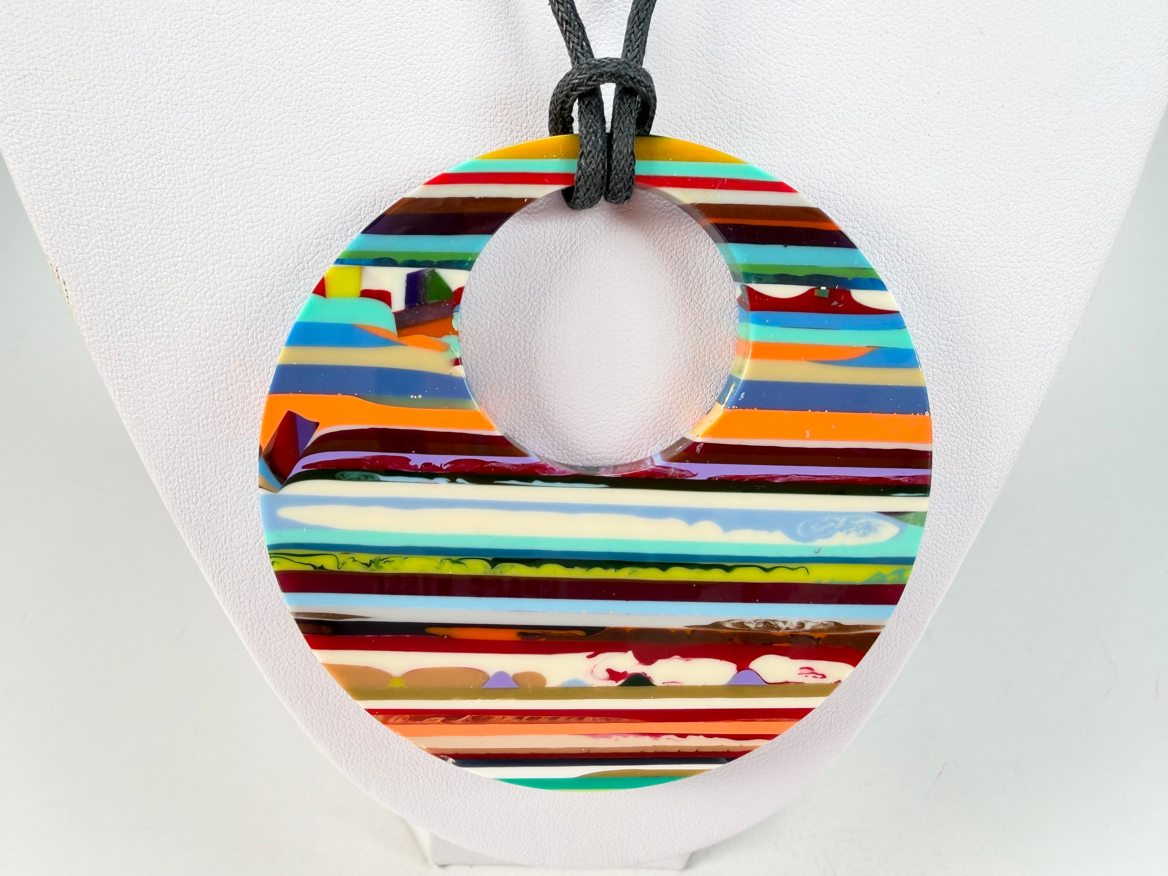 Sobral - Pop Art "Pollock Disc" Resin Necklace ( 004296 )
