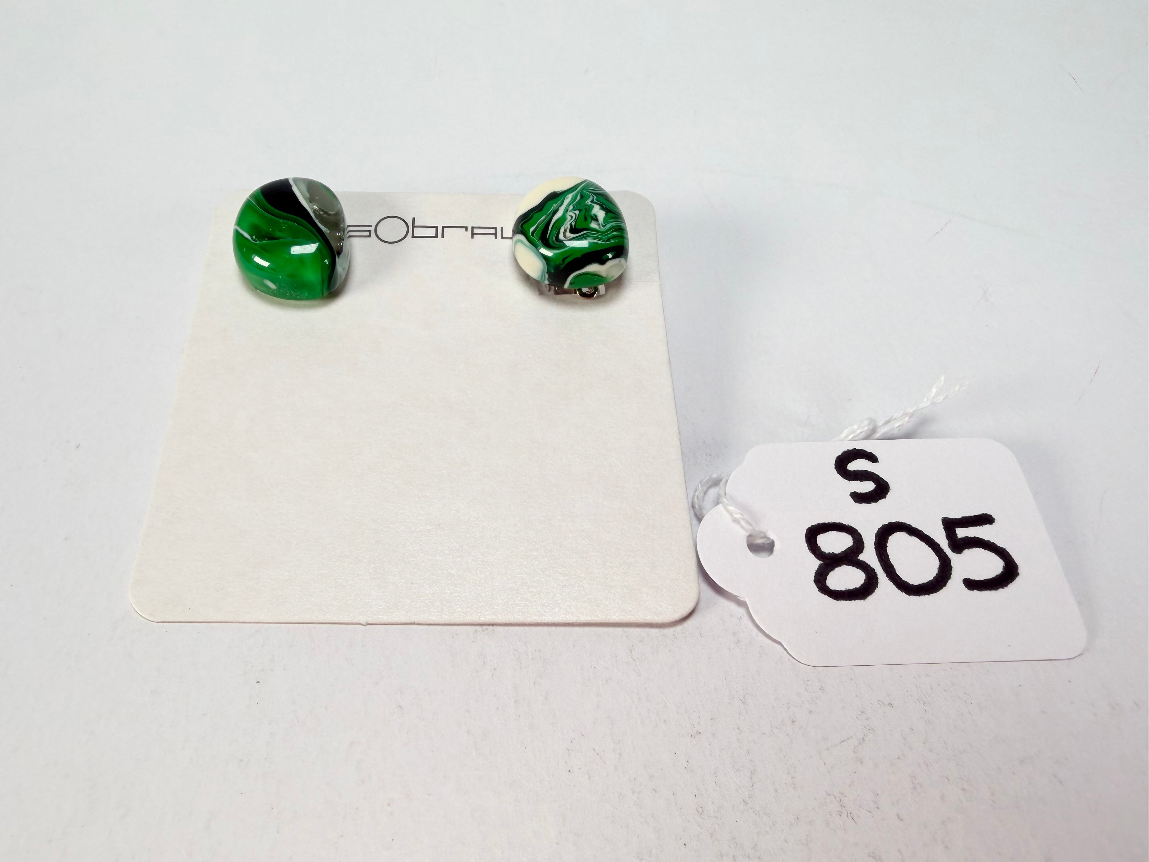 Sobral - Onda Verde "Wave" Green Resin Clip On Earrings ( 005331 )