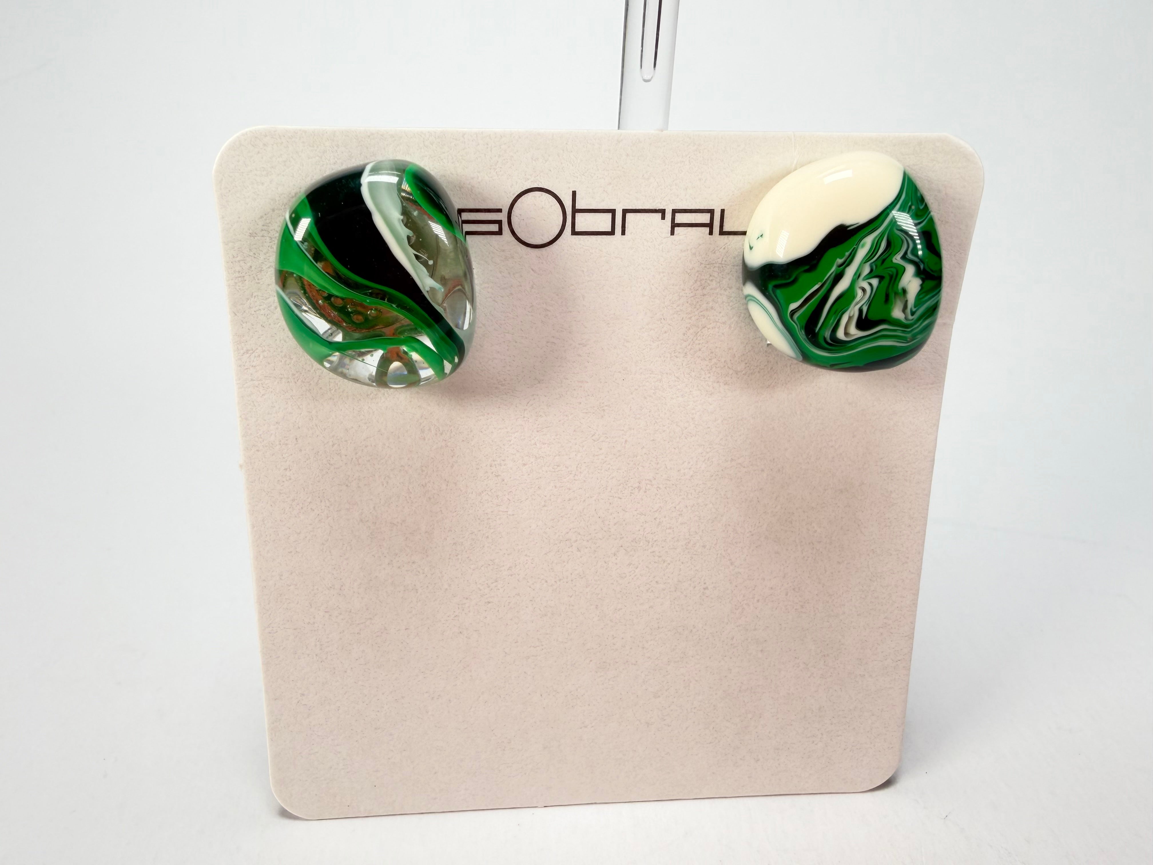 Sobral - Onda Verde "Wave" Green Resin Clip On Earrings ( 005331 )