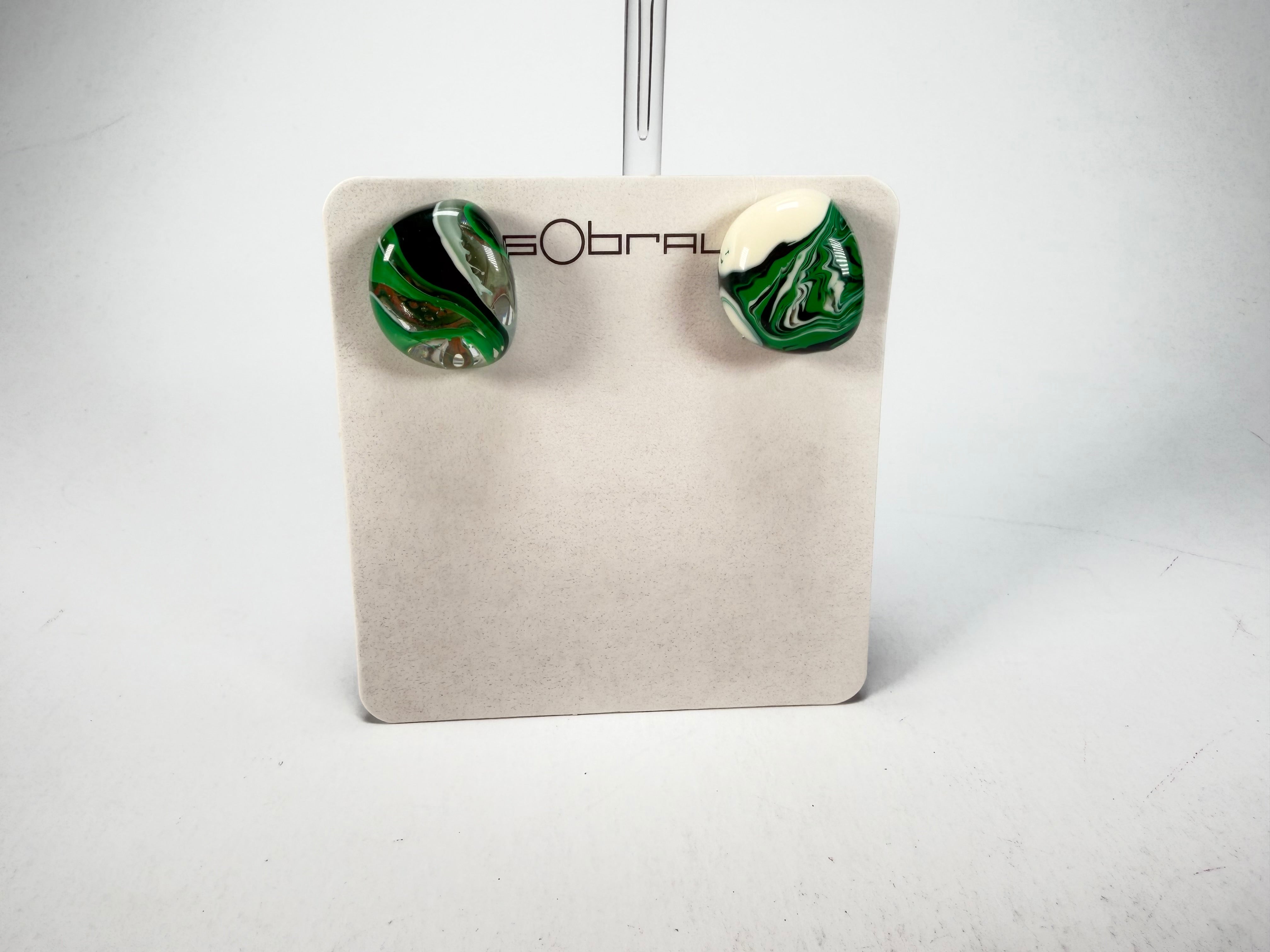Sobral - Onda Verde "Wave" Green Resin Clip On Earrings ( 005331 )