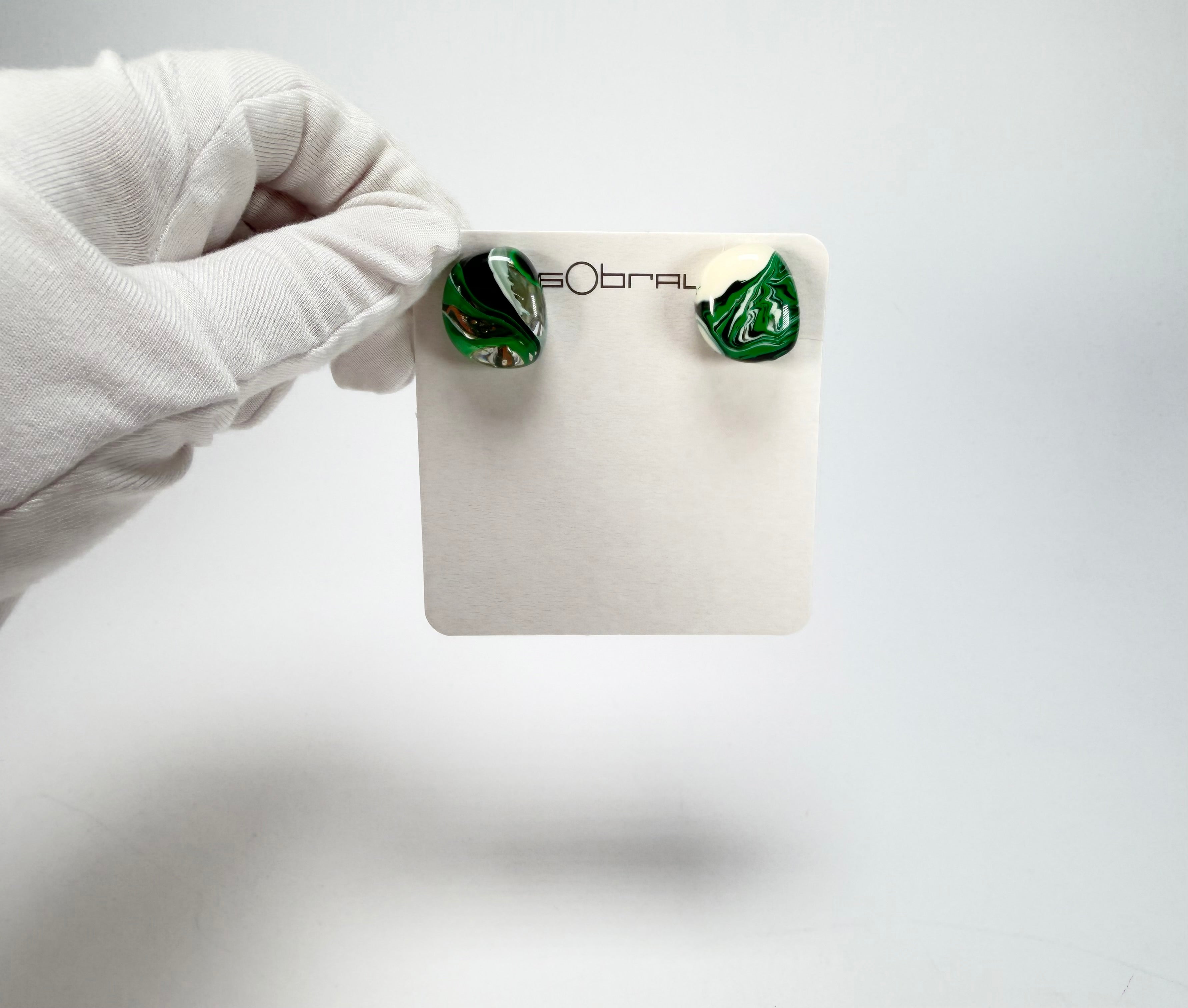 Sobral - Onda Verde "Wave" Green Resin Clip On Earrings ( 005331 )