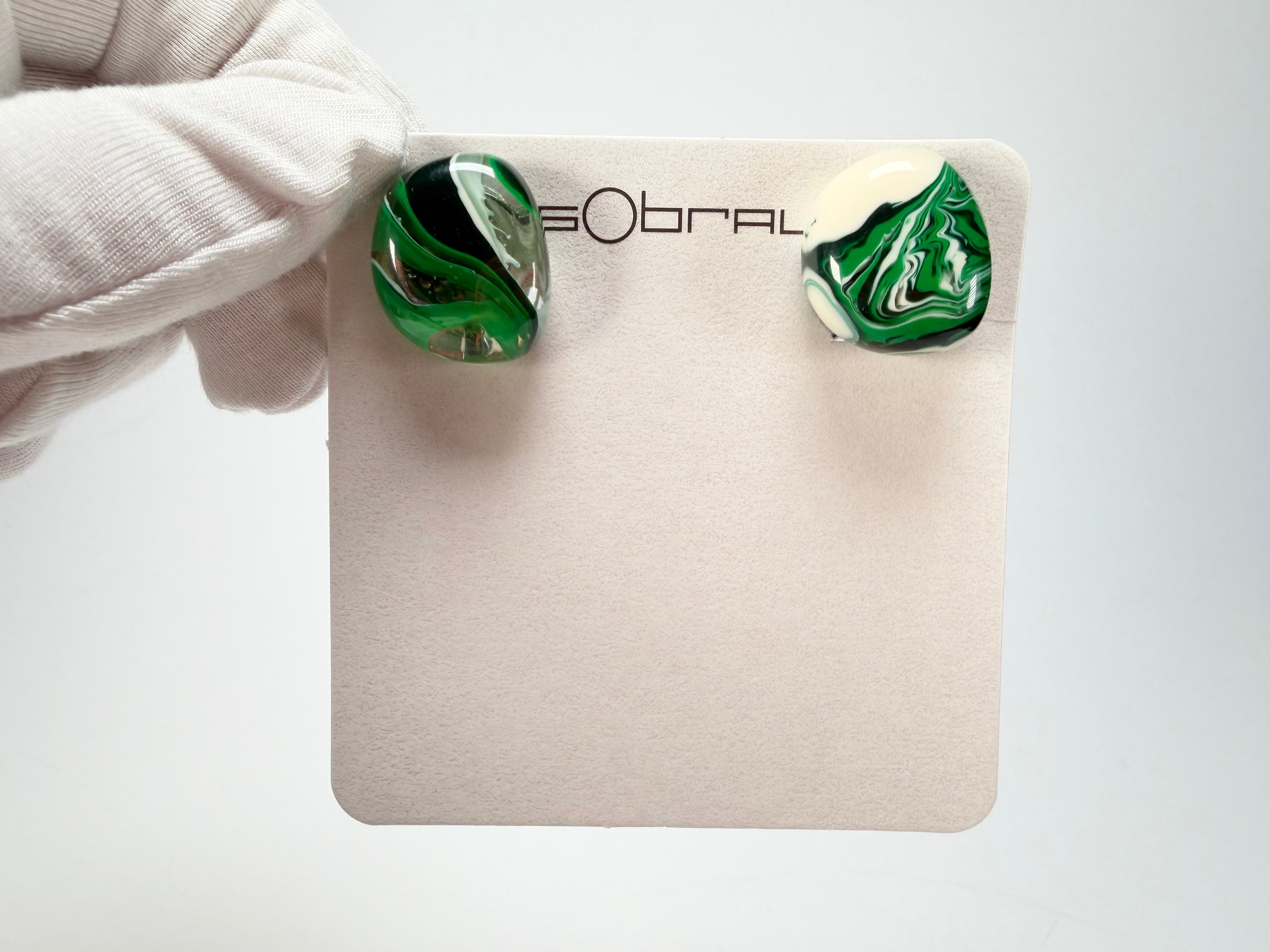 Sobral - Onda Verde "Wave" Green Resin Clip On Earrings ( 005331 )