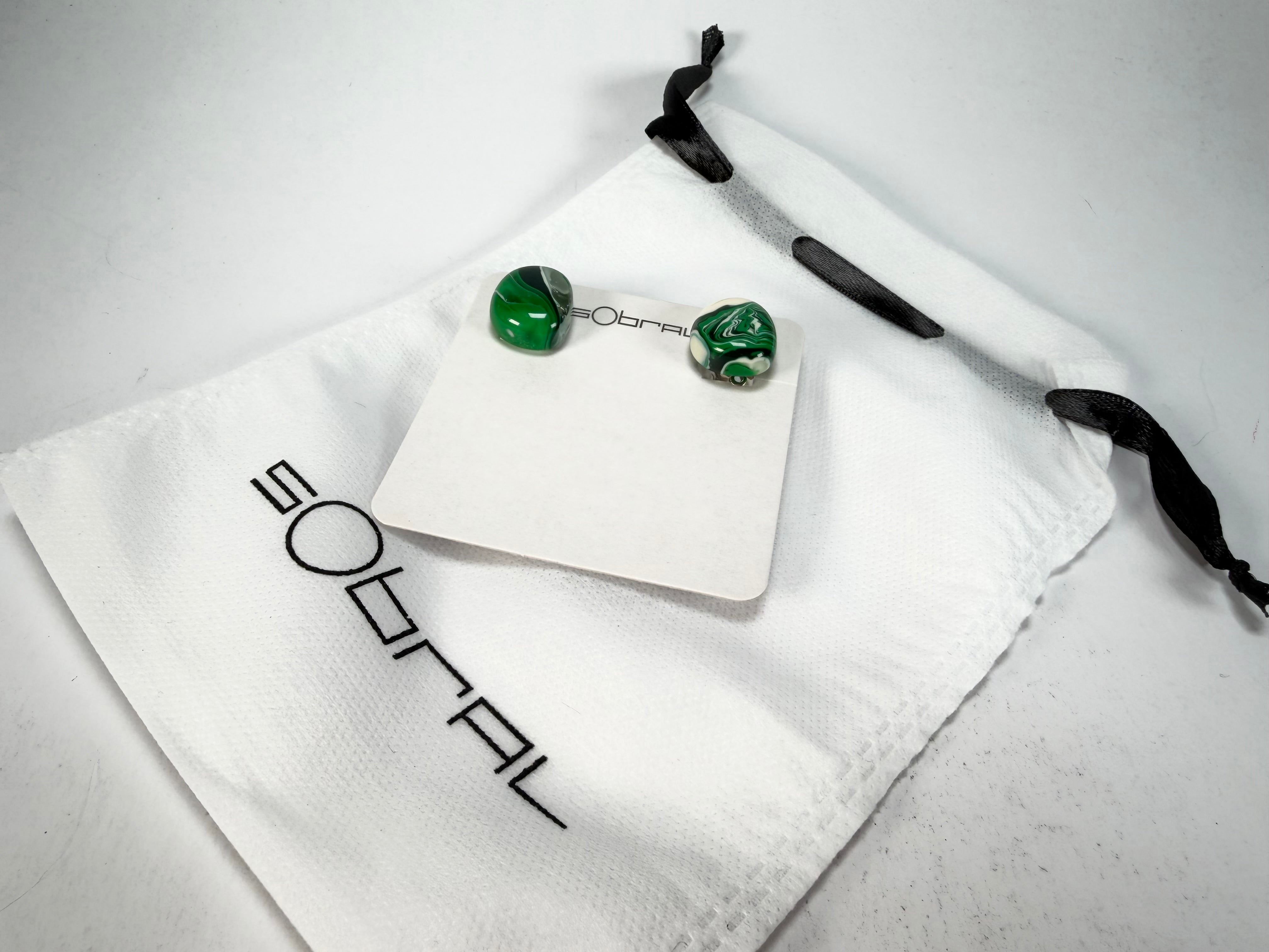 Sobral - Onda Verde "Wave" Green Resin Clip On Earrings ( 005331 )