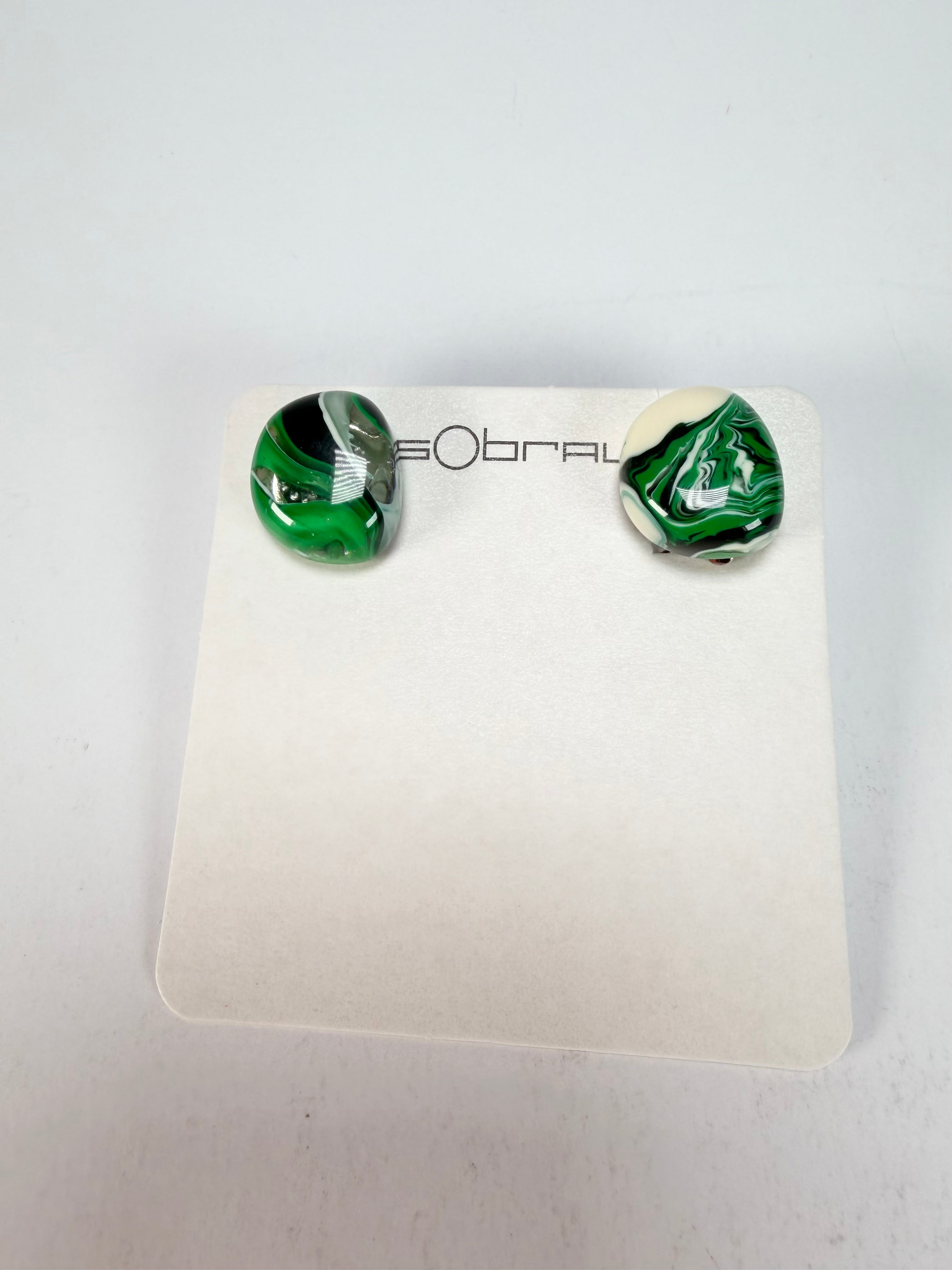 Sobral - Onda Verde "Wave" Green Resin Clip On Earrings ( 005331 )
