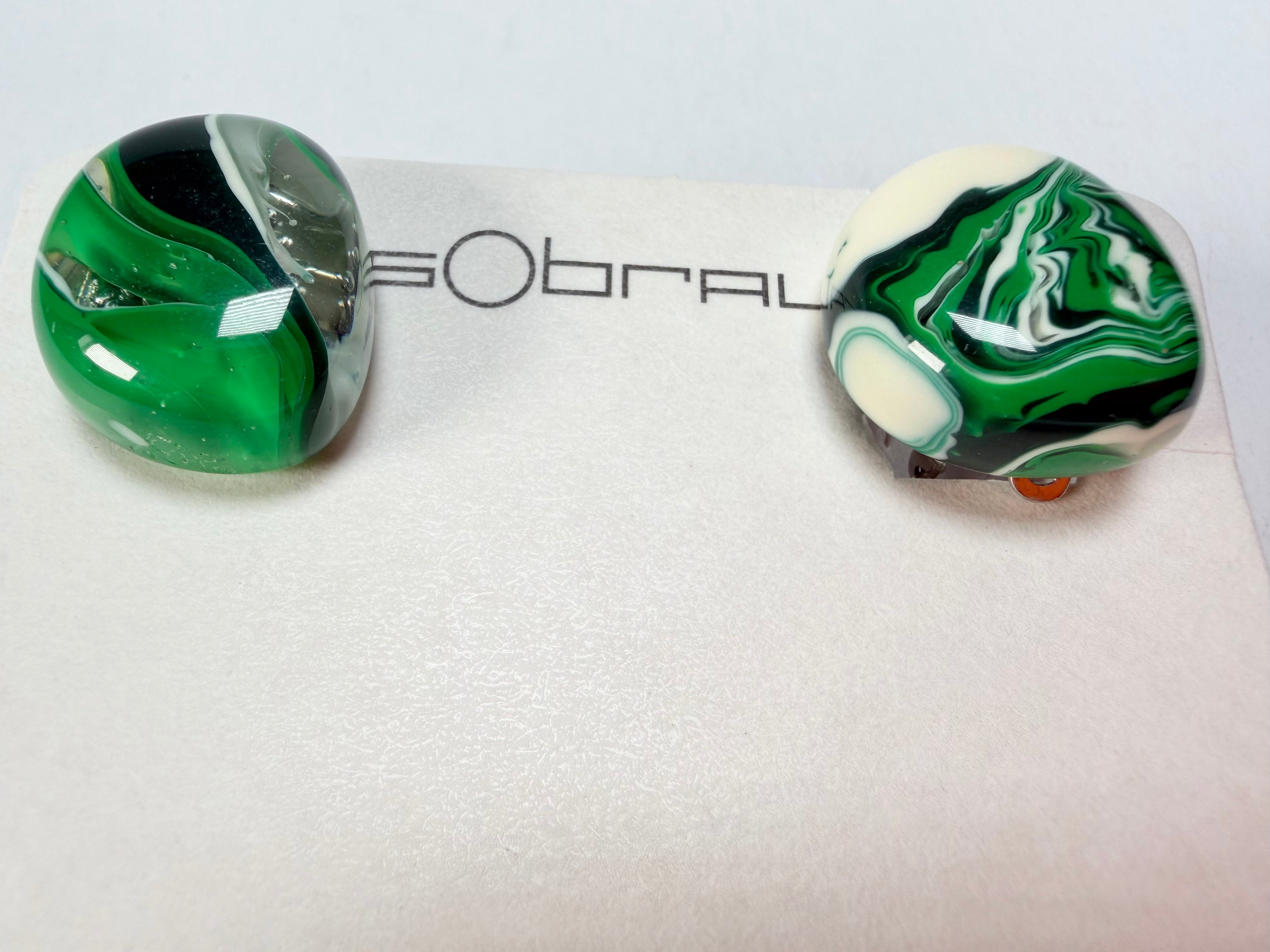 Sobral - Onda Verde "Wave" Green Resin Clip On Earrings ( 005331 )