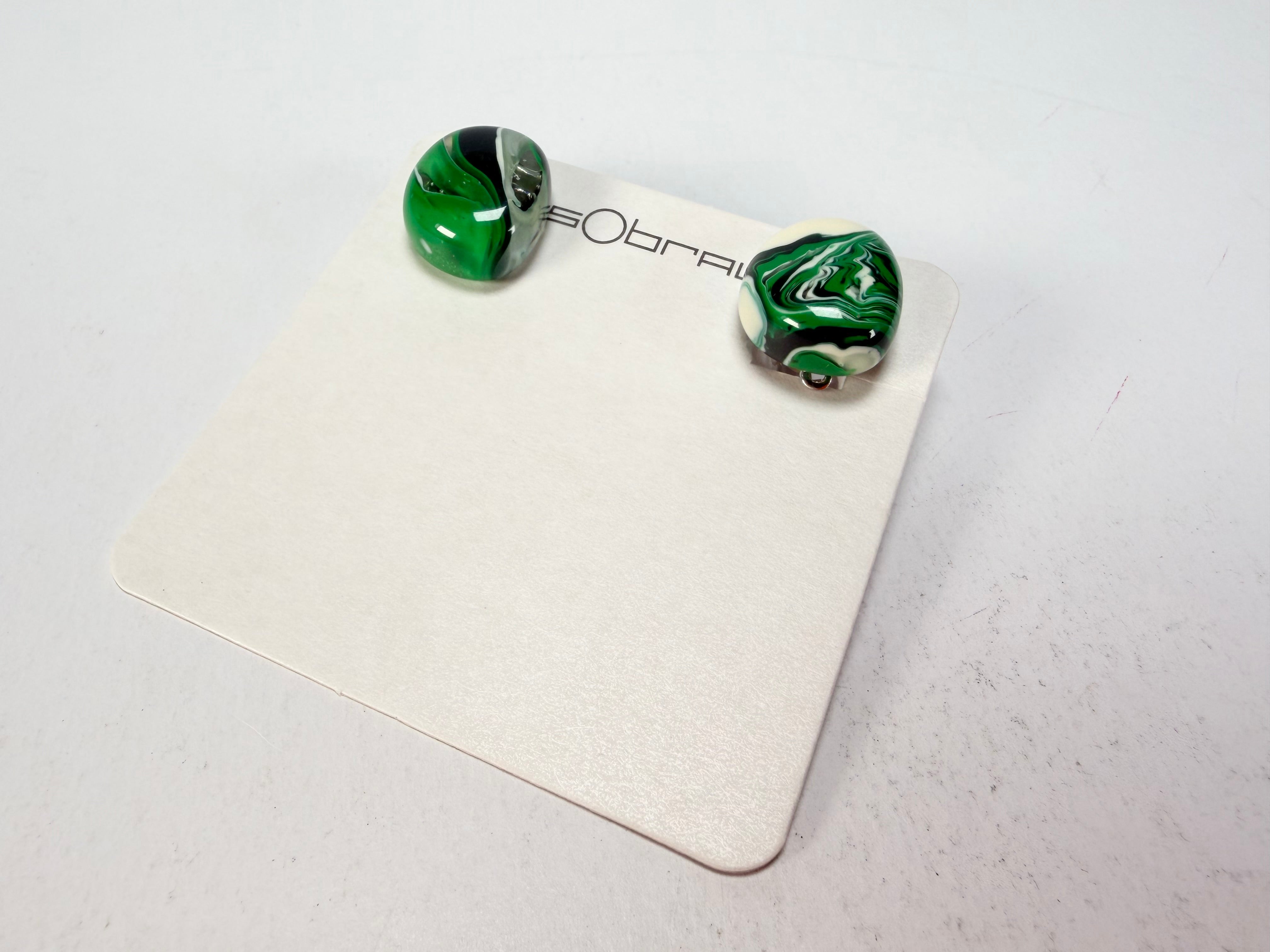 Sobral - Onda Verde "Wave" Green Resin Clip On Earrings ( 005331 )
