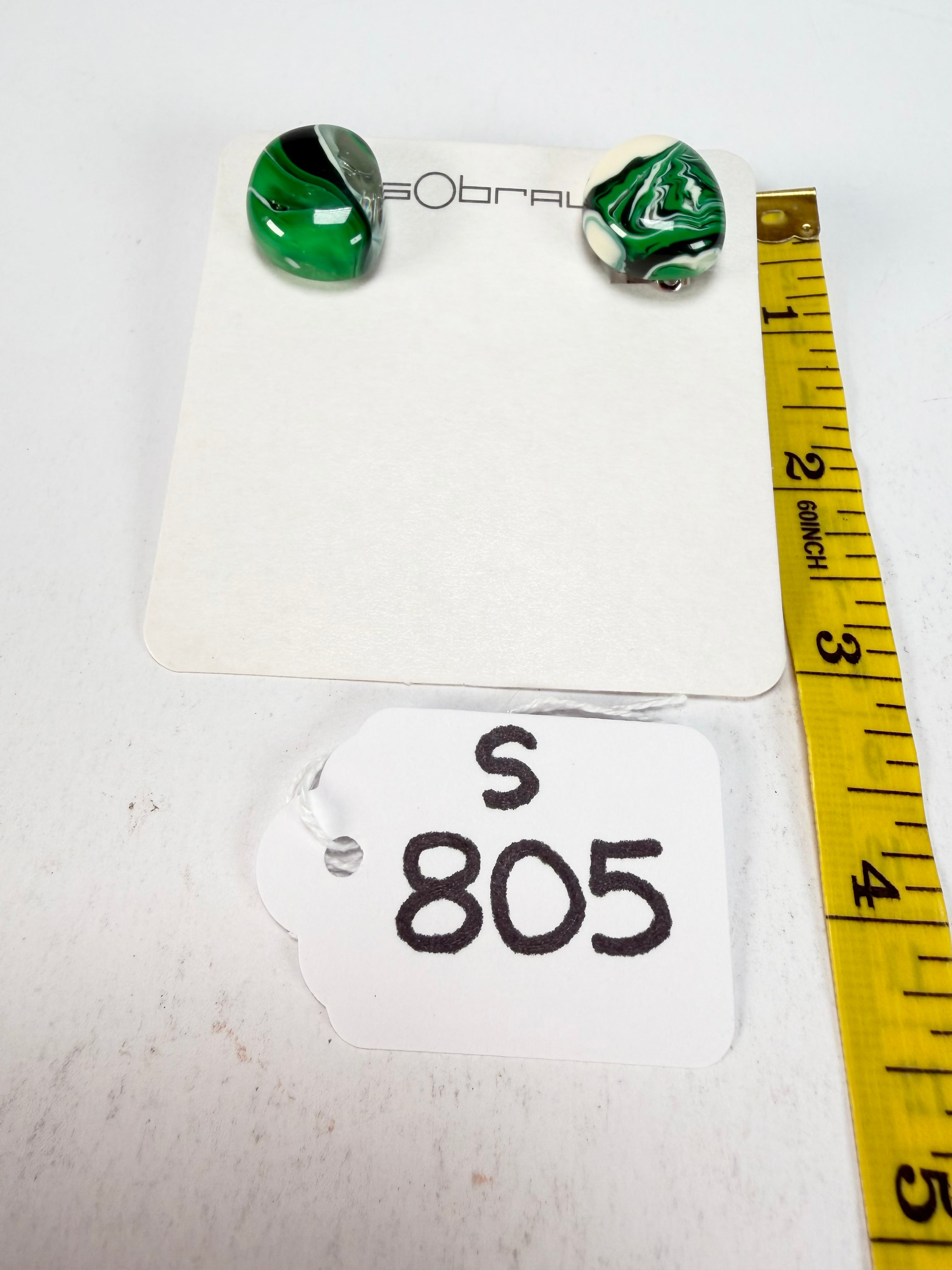 Sobral - Onda Verde "Wave" Green Resin Clip On Earrings ( 005331 )
