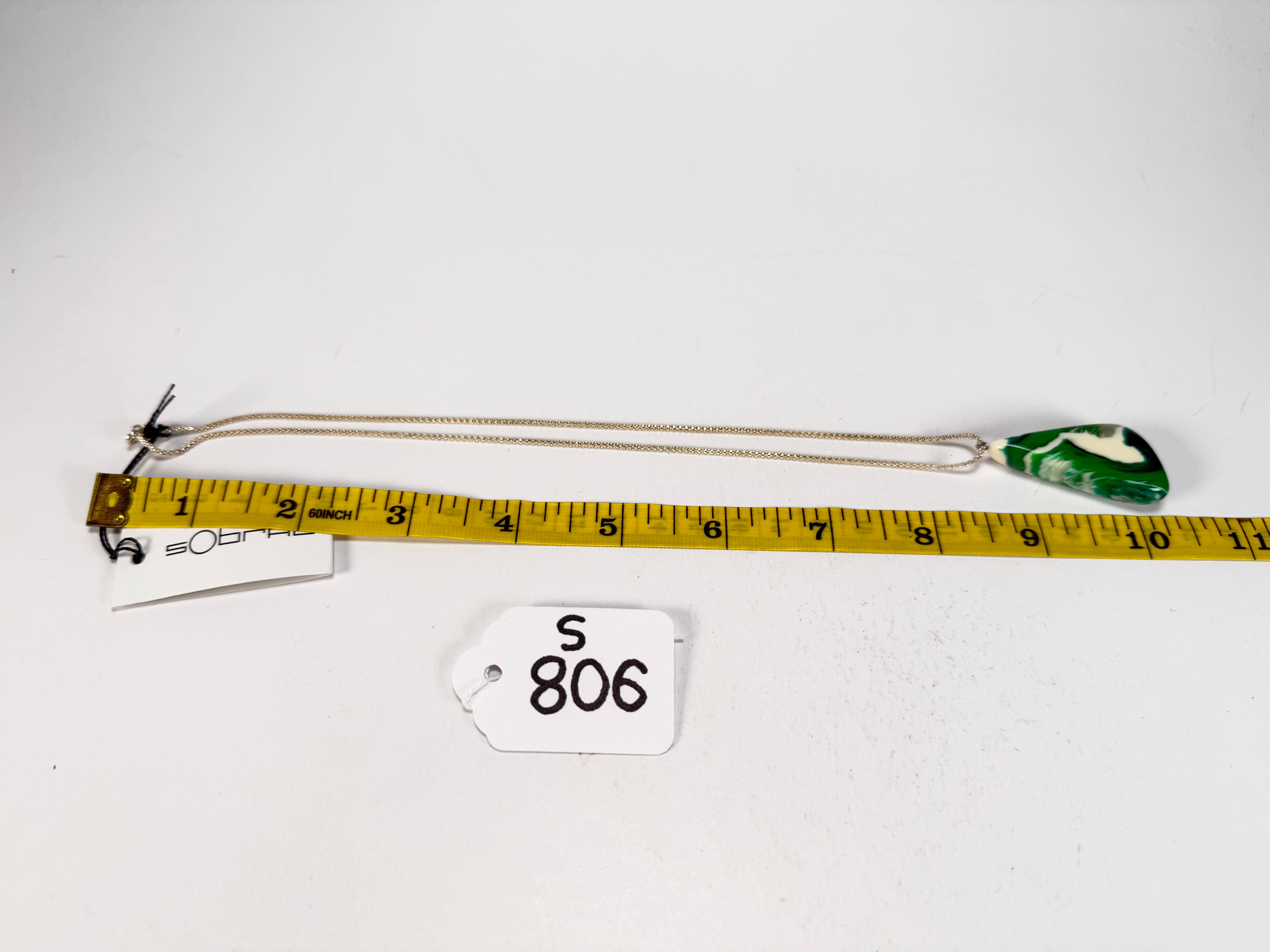 Sobral - Onda Verde "Vague" Resin AG Sliver Necklace ( 005328 )