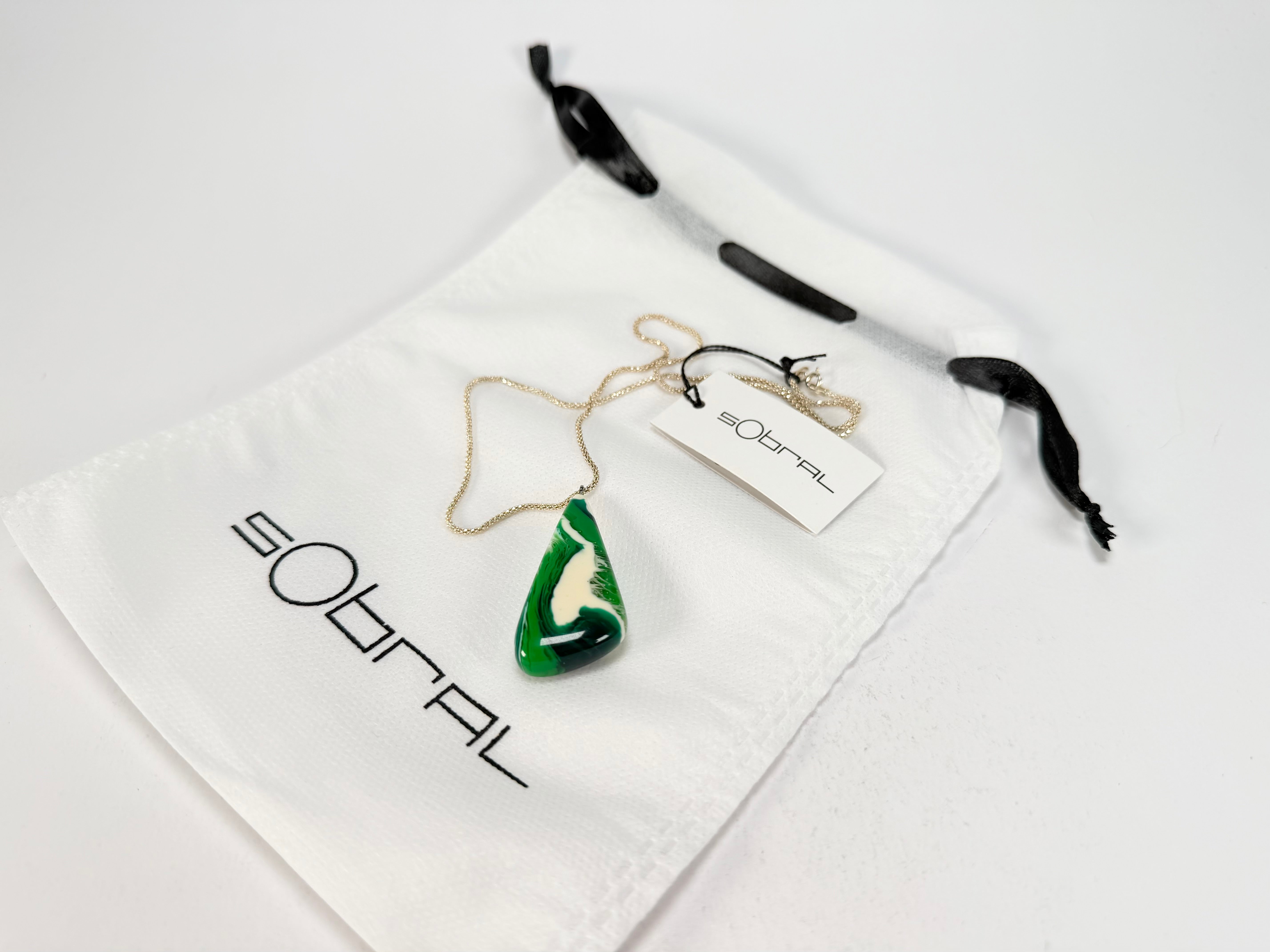 Sobral - Onda Verde "Vague" Resin AG Sliver Necklace ( 005328 )