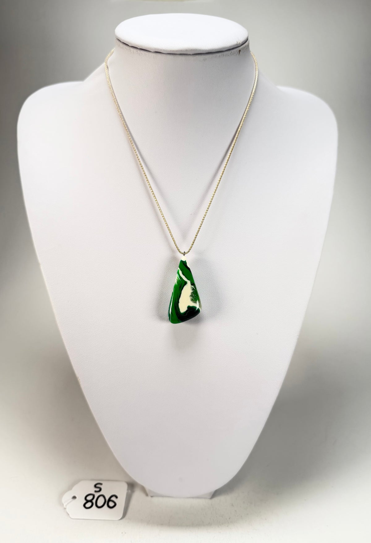 Sobral - Onda Verde "Vague" Resin AG Sliver Necklace ( 005328 )