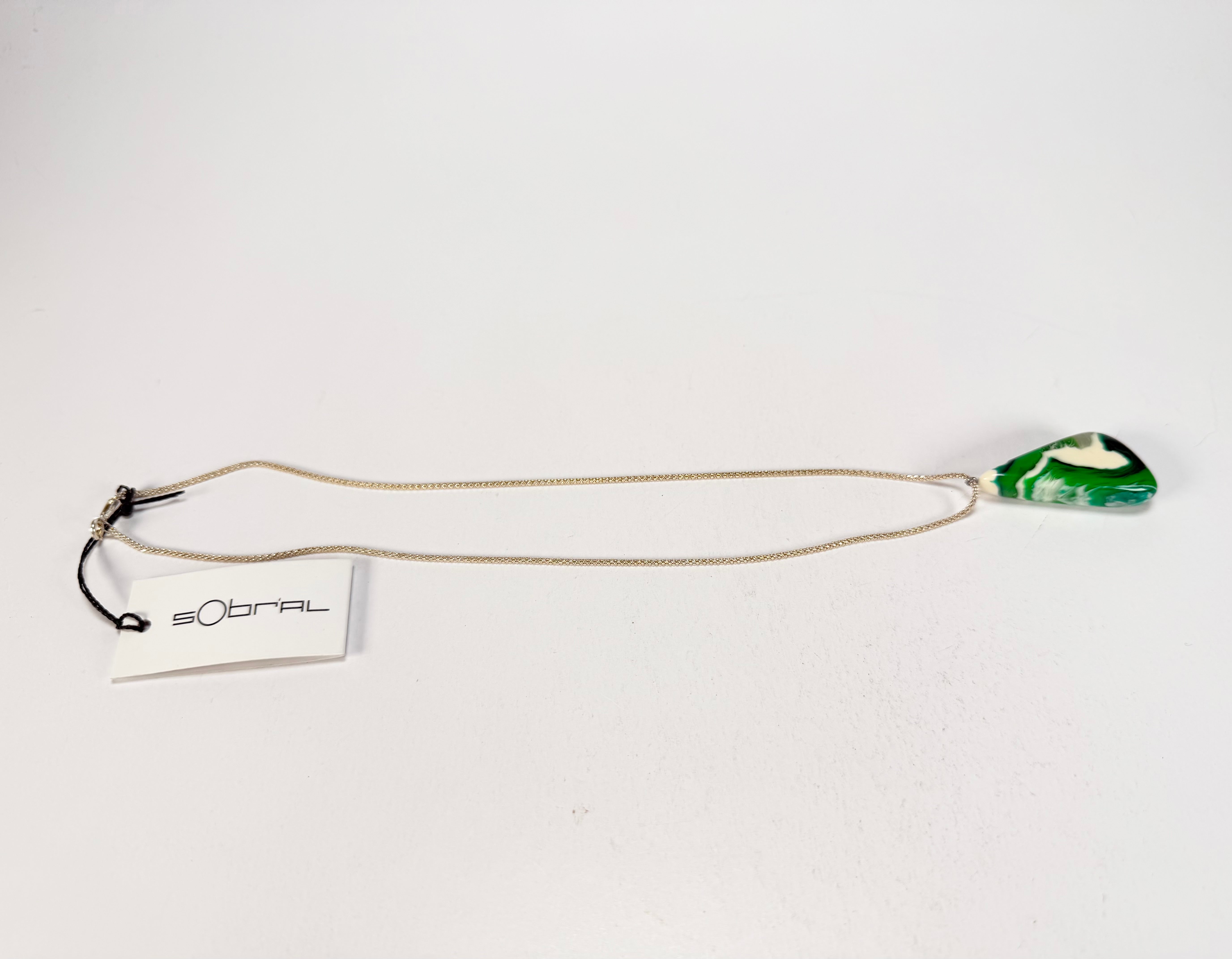 Sobral - Onda Verde "Vague" Resin AG Sliver Necklace ( 005328 )