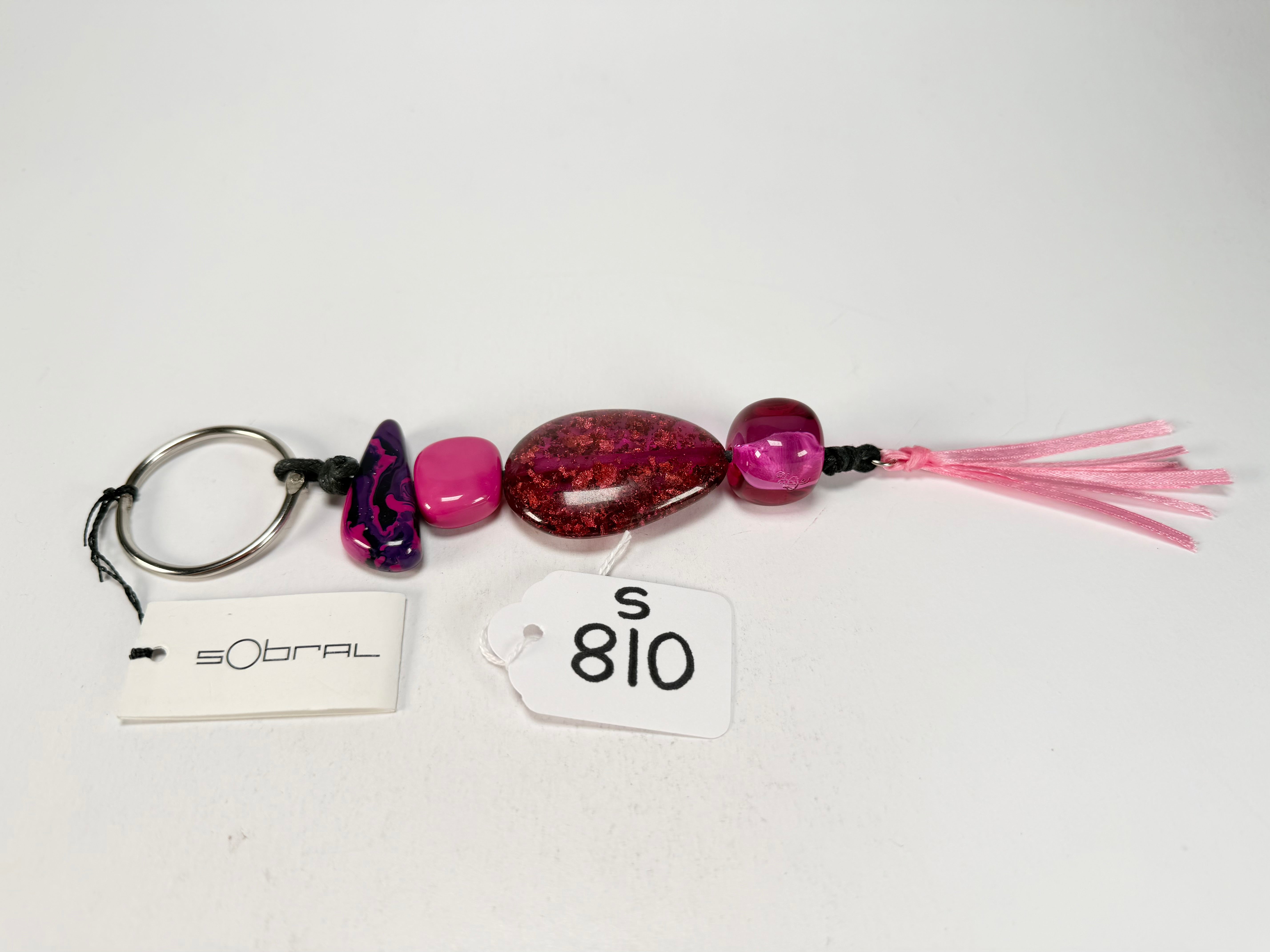 Sobral - Indiana "Cereja" Pink Resin Key Ring / Key Chain ( 000179 )