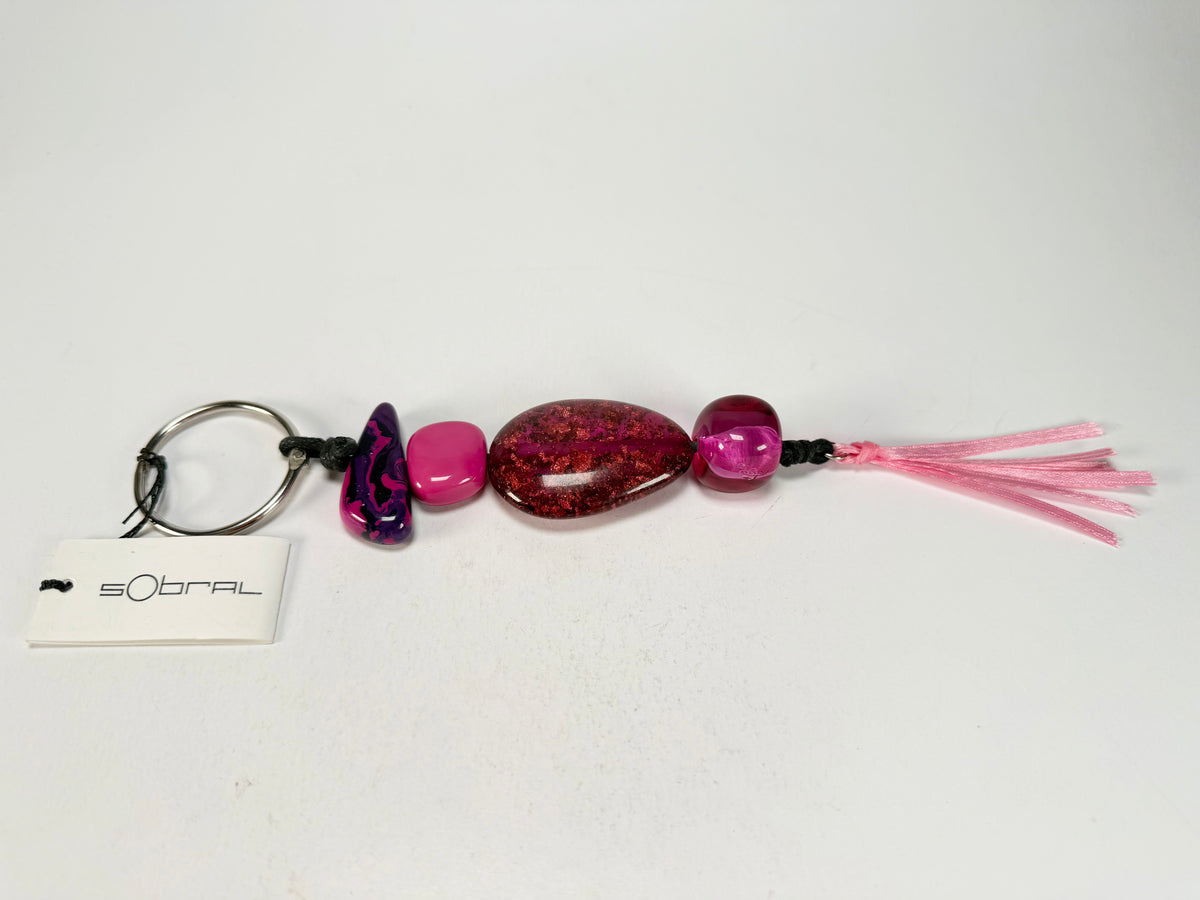 Sobral - Indiana "Cereja" Pink Resin Key Ring / Key Chain ( 000179 )