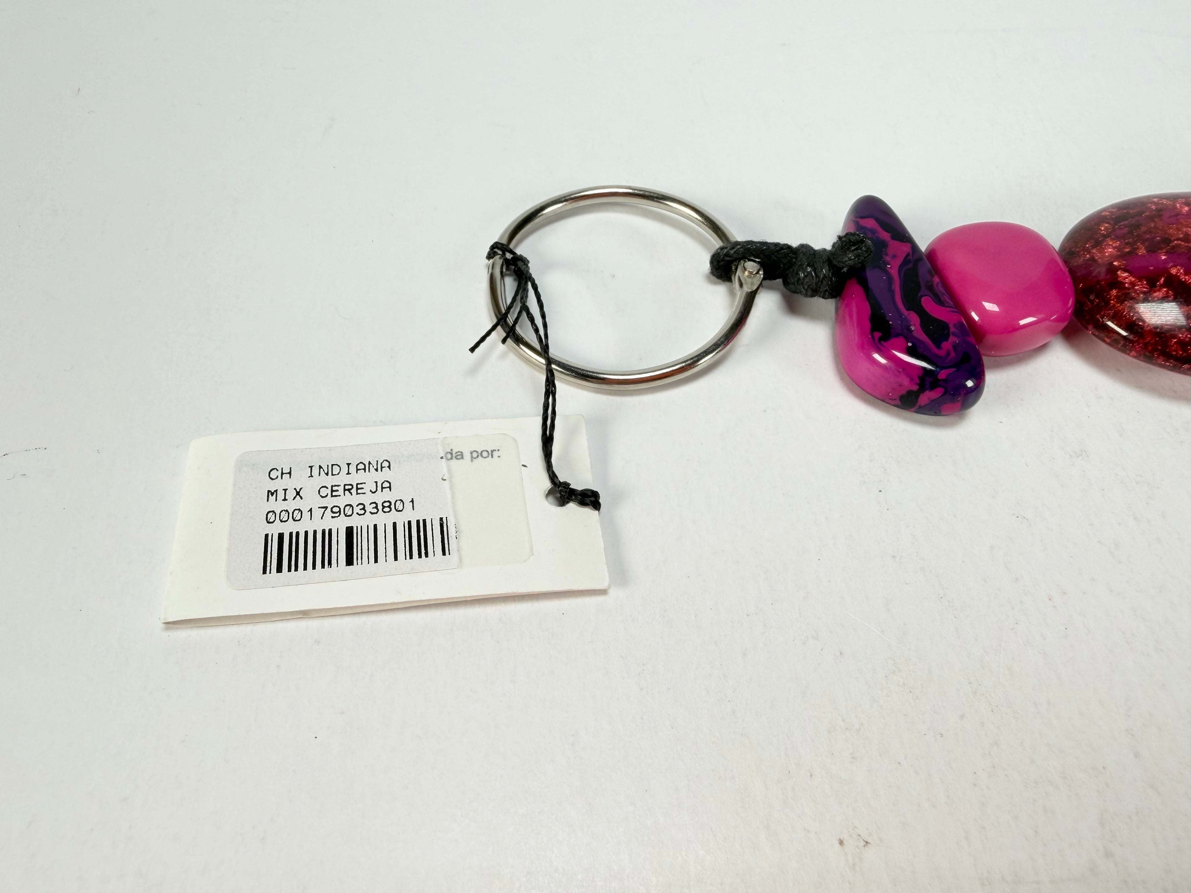 Sobral - Indiana "Cereja" Pink Resin Key Ring / Key Chain ( 000179 )