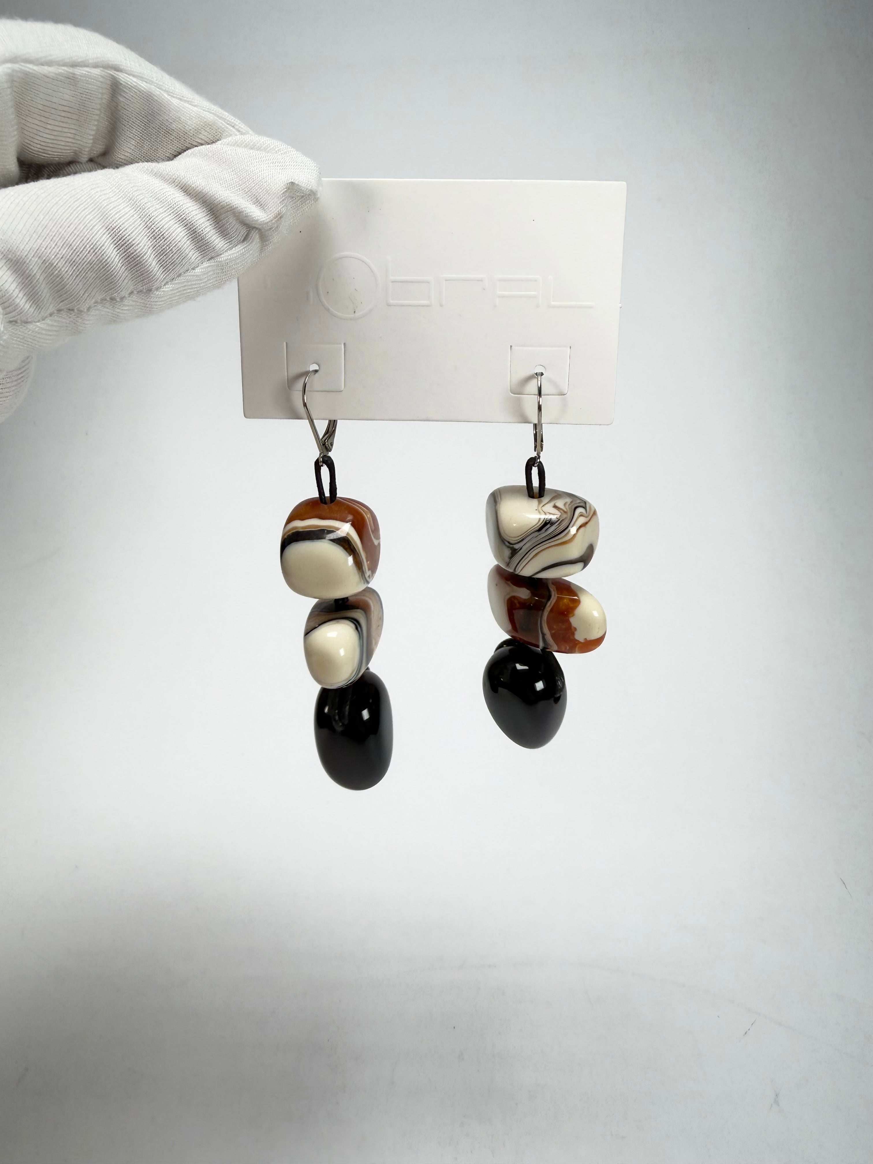 Sobral - Carmelo & Black "Triple Stack" Studio Creation Resin Earrings ( 000000 )
