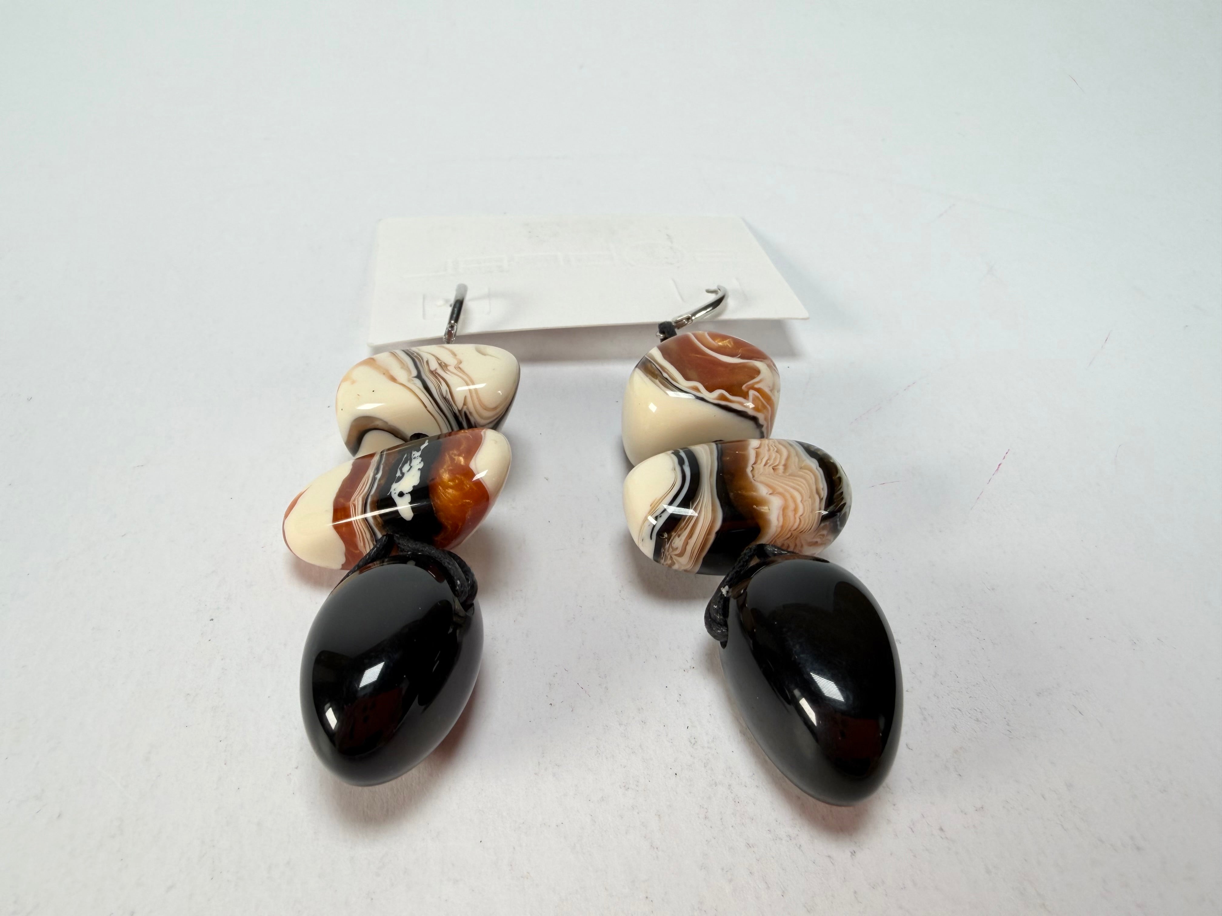 Sobral - Carmelo & Black "Triple Stack" Studio Creation Resin Earrings ( 000000 )