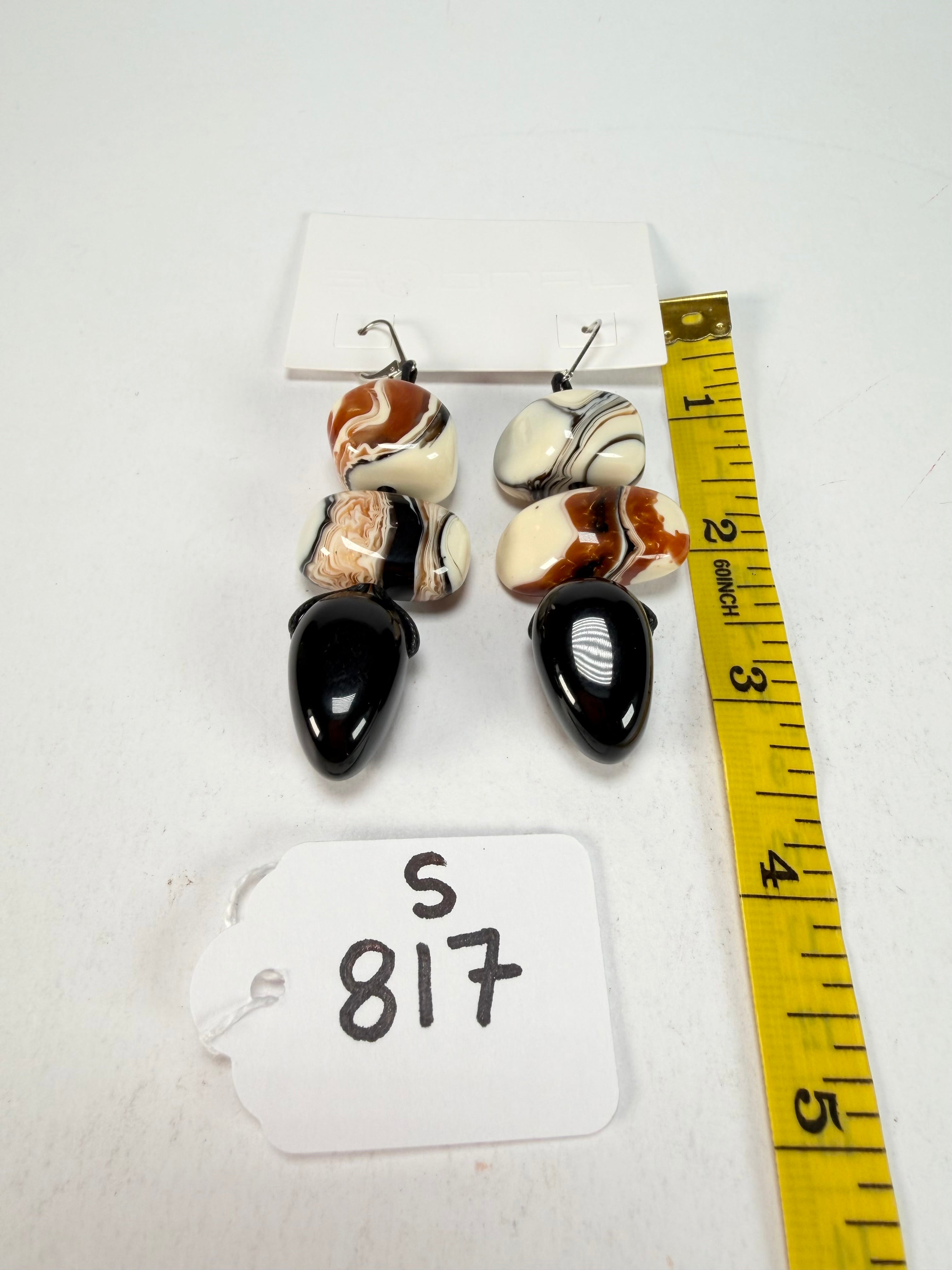 Sobral - Carmelo & Black "Triple Stack" Studio Creation Resin Earrings ( 000000 )