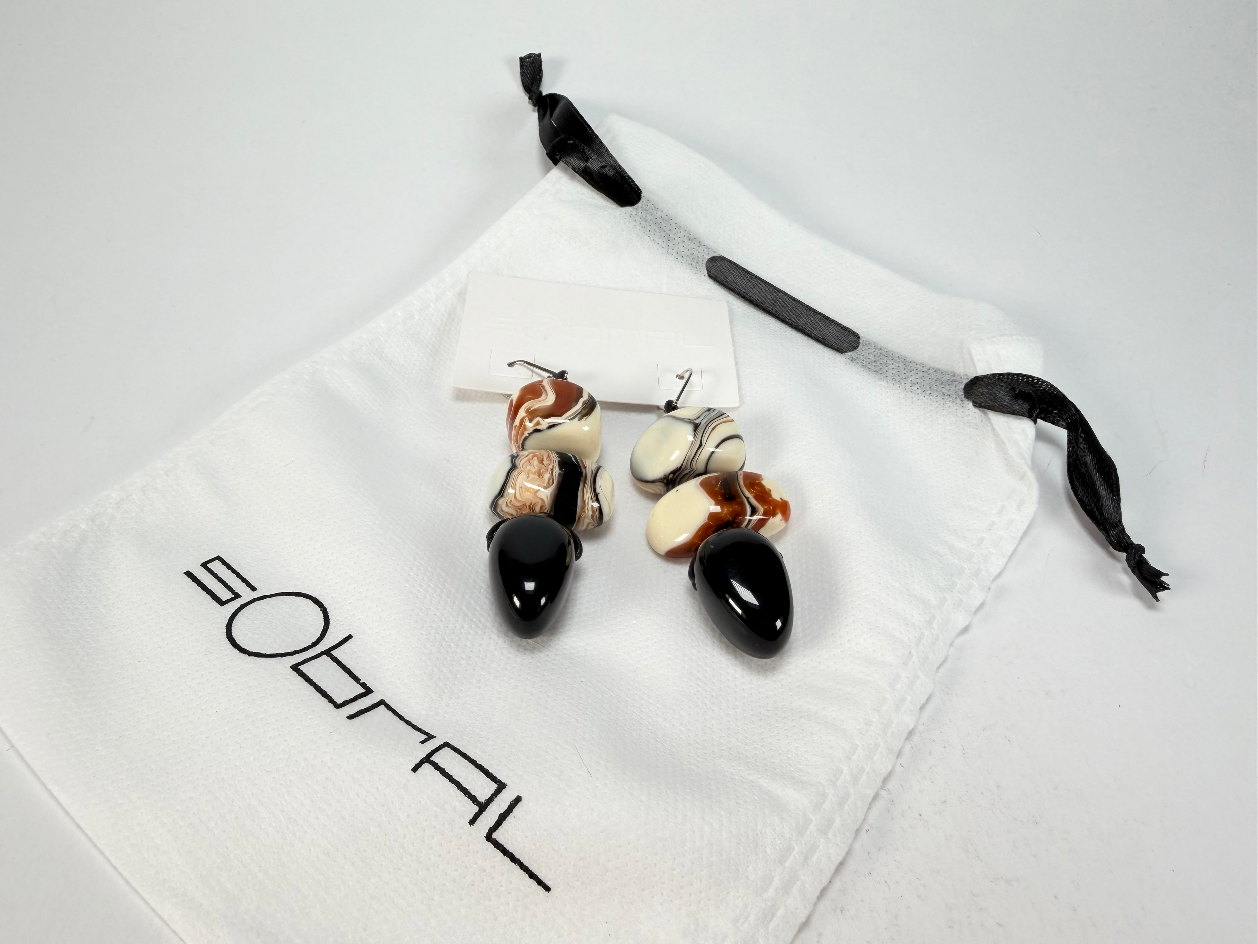 Sobral - Carmelo & Black "Triple Stack" Studio Creation Resin Earrings ( 000000 )