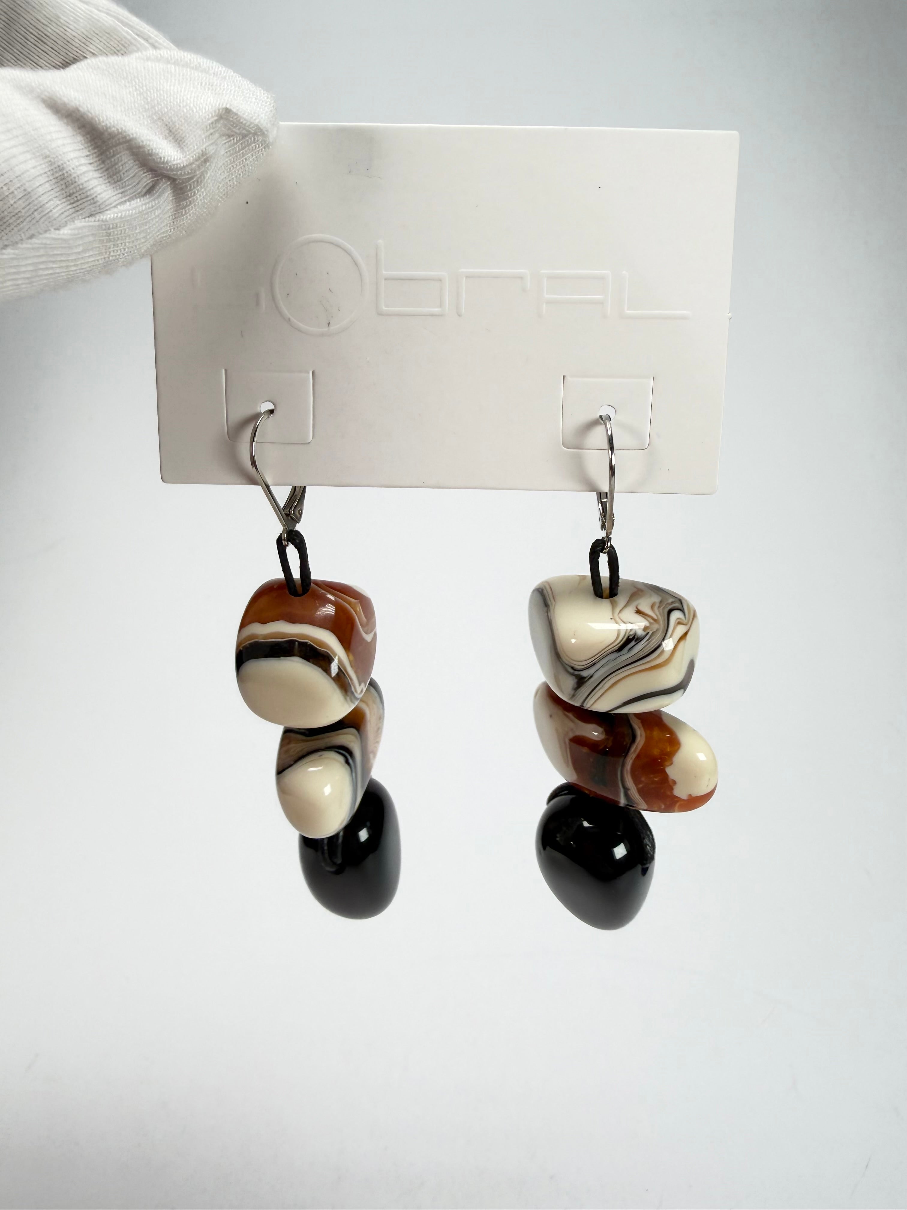 Sobral - Carmelo & Black "Triple Stack" Studio Creation Resin Earrings ( 000000 )