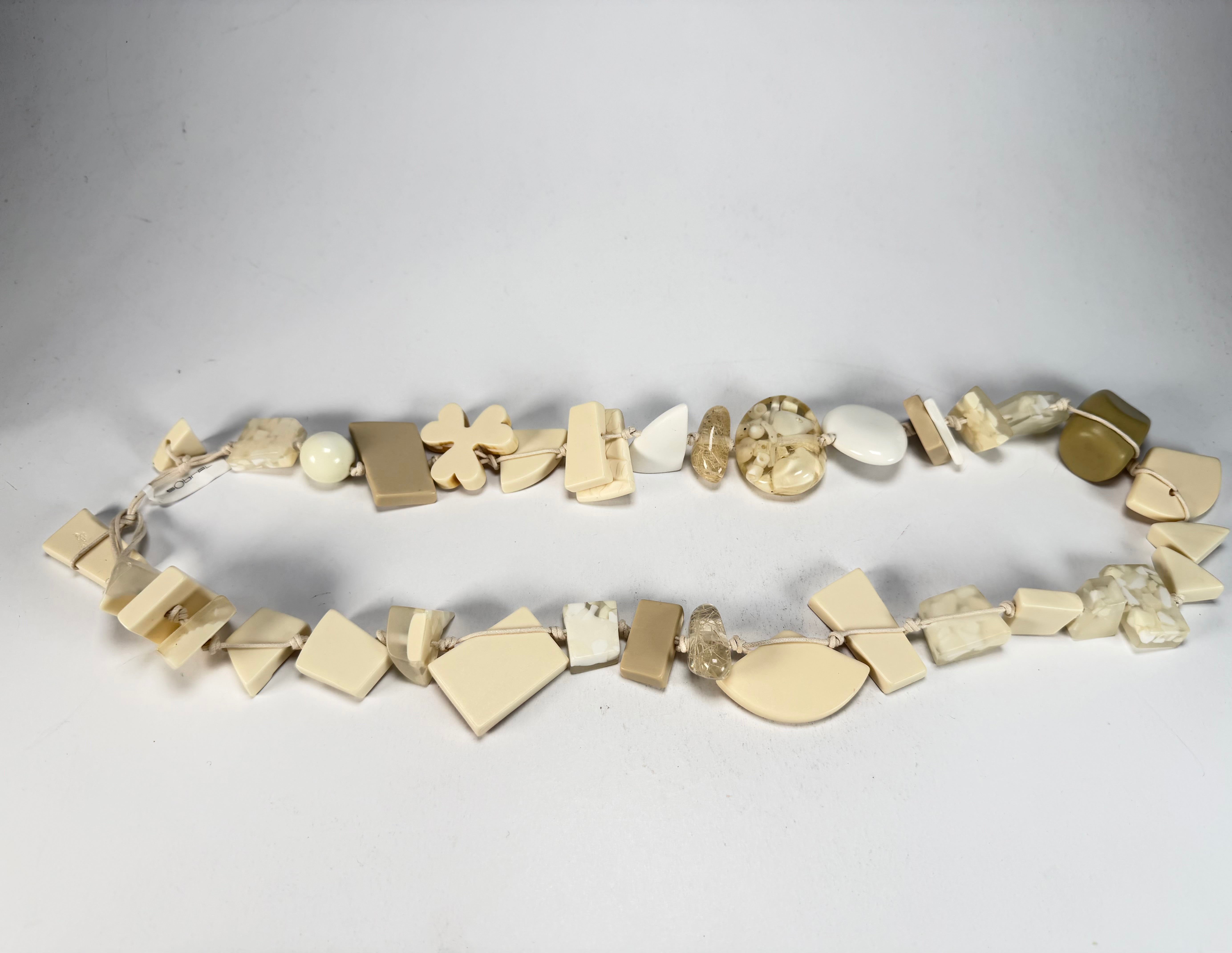 Sobral - Indiana "Aventuras" Marfim Cream Mix 110cm Resin Necklace ( 000038 )