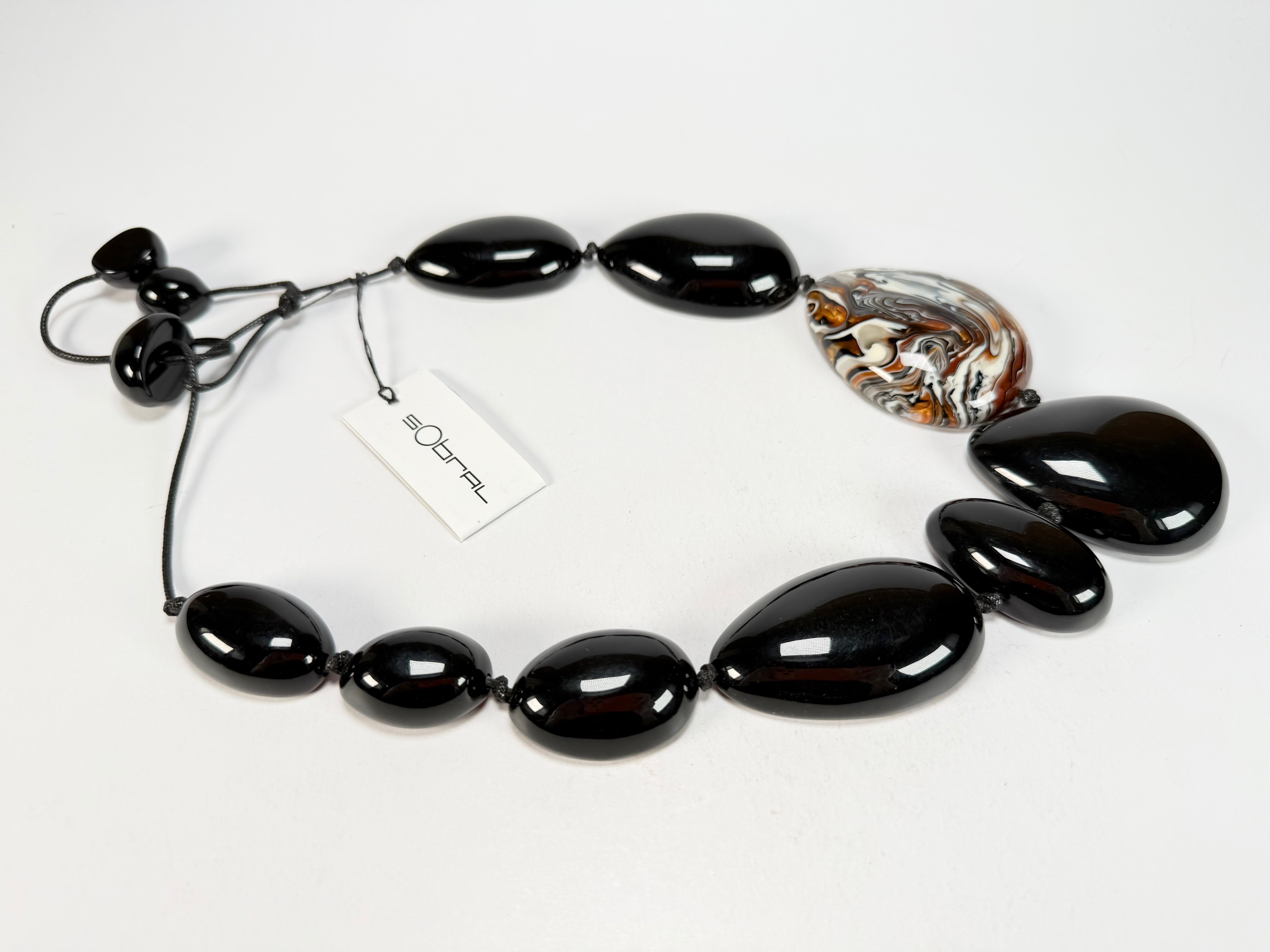 Sobral - Carmelo & Black "Elen" Resin Necklace ( 005411 )