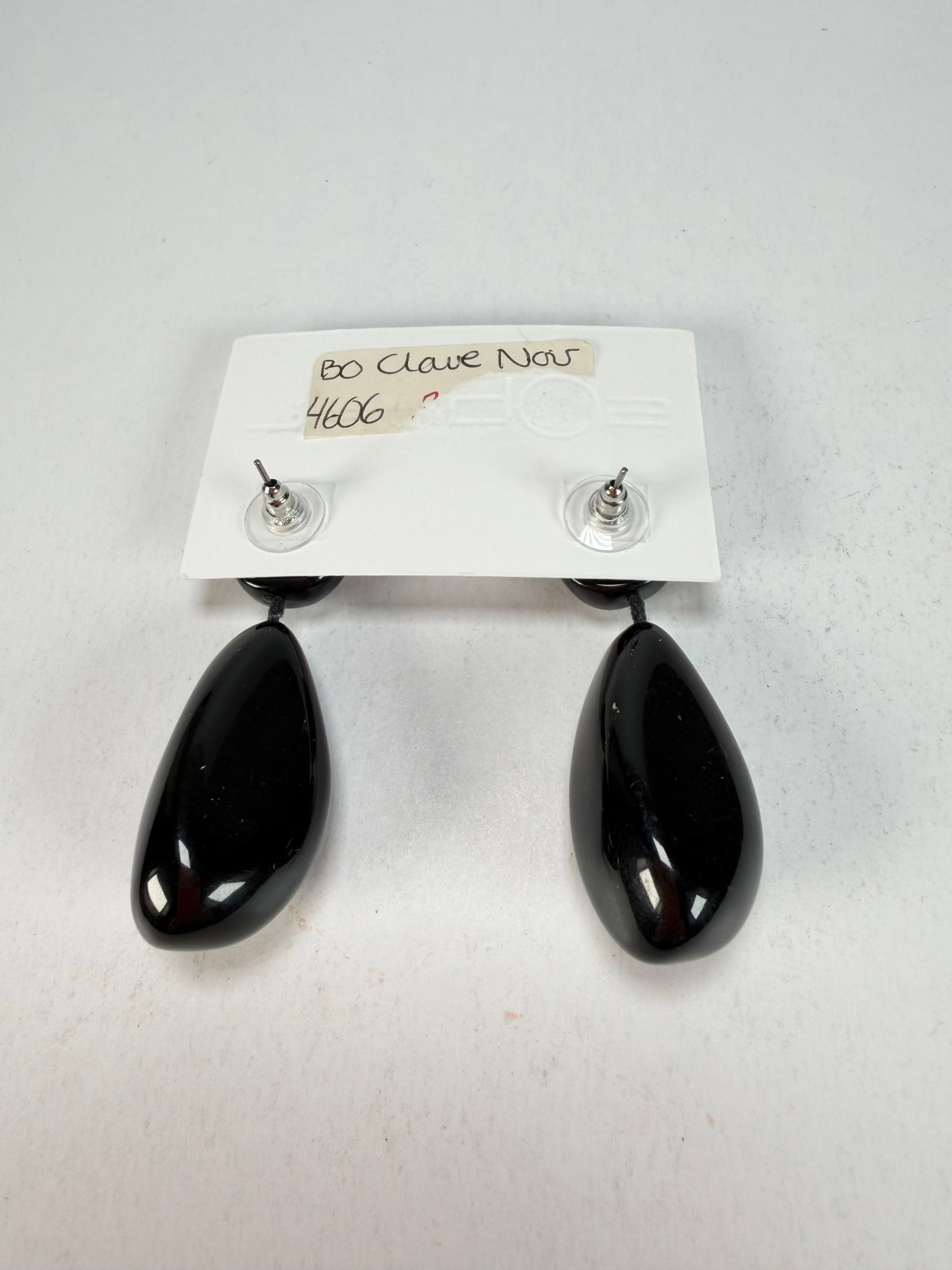 Sobral - Preto "Clave Efeitos" Black Resin Earrings ( 004606 )
