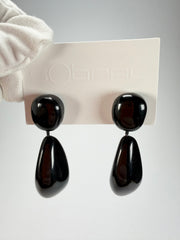 Sobral - Preto "Clave Efeitos" Black Resin Earrings ( 004606 )