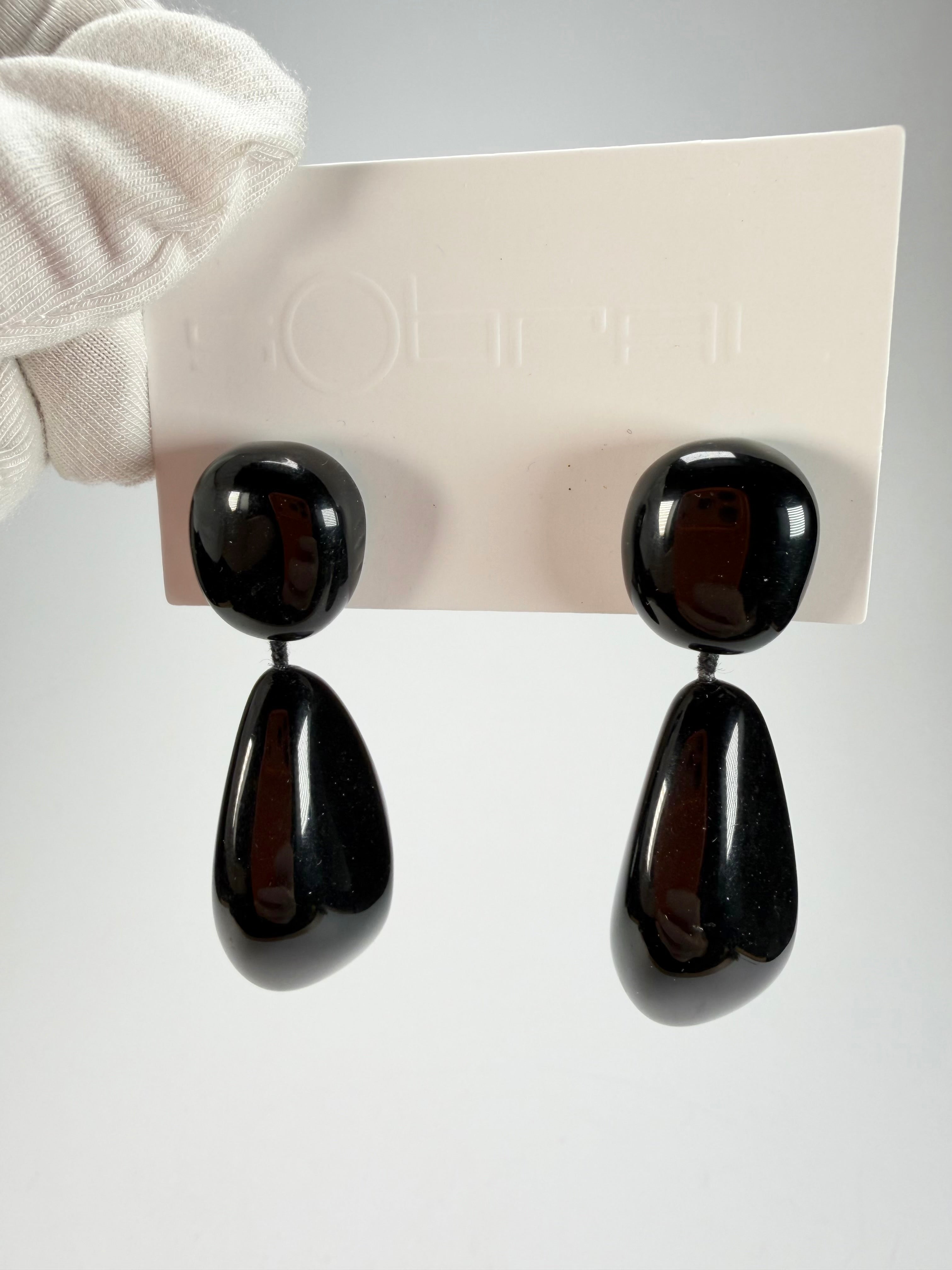 Sobral - Preto "Clave Efeitos" Black Resin Earrings ( 004606 )