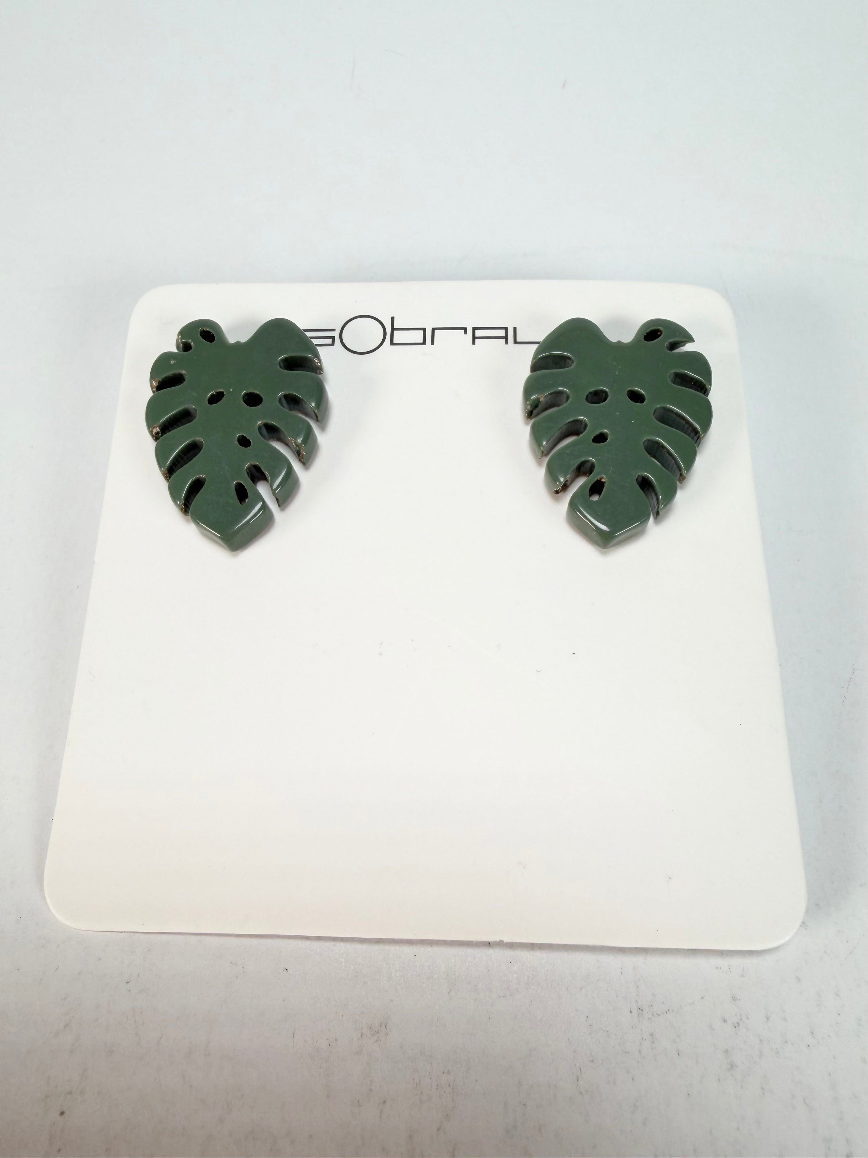 Sobral - Costela de Adão "Leaf" Resin Earrings ( 005526 )