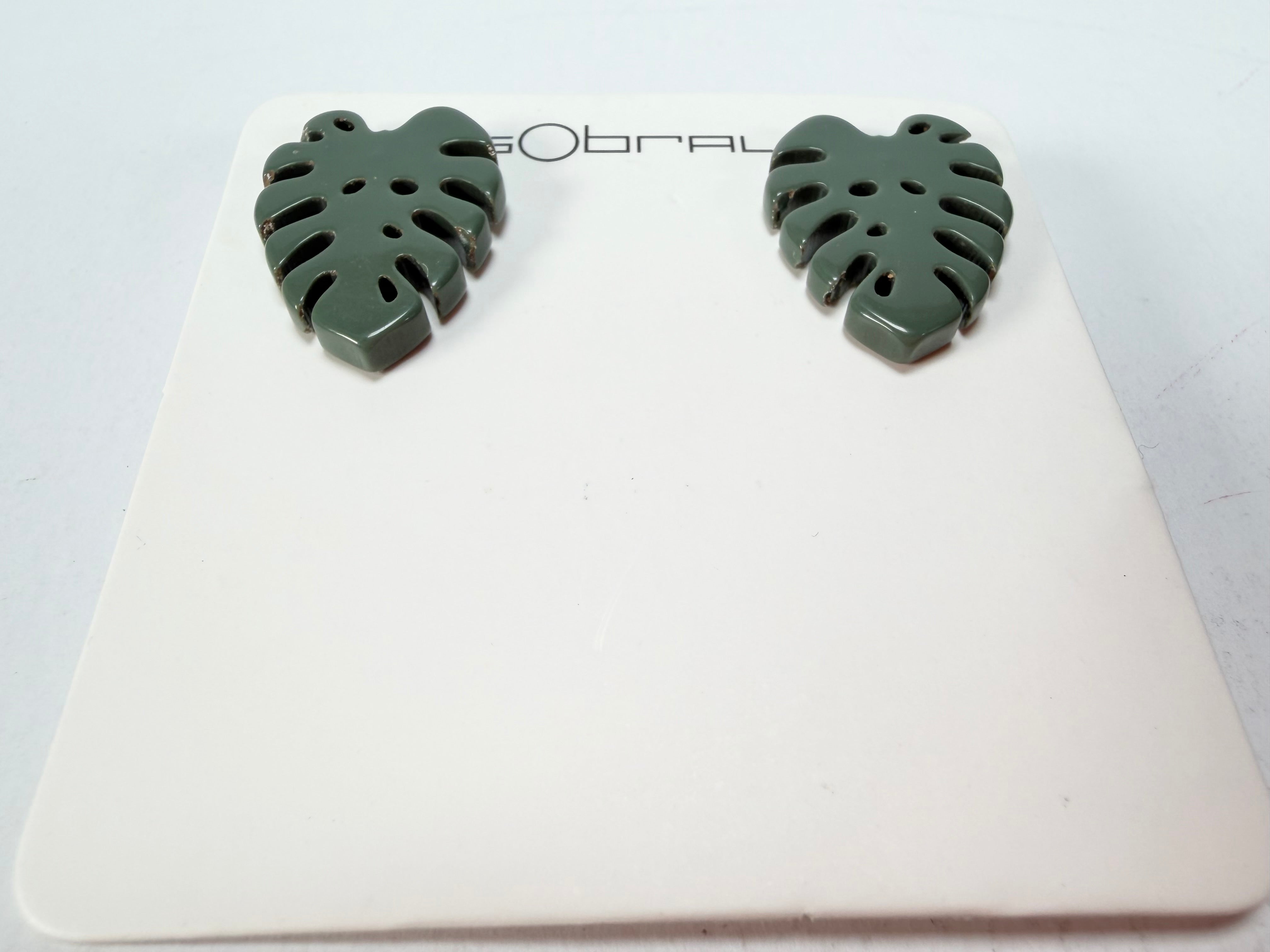 Sobral - Costela de Adão "Leaf" Resin Earrings ( 005526 )