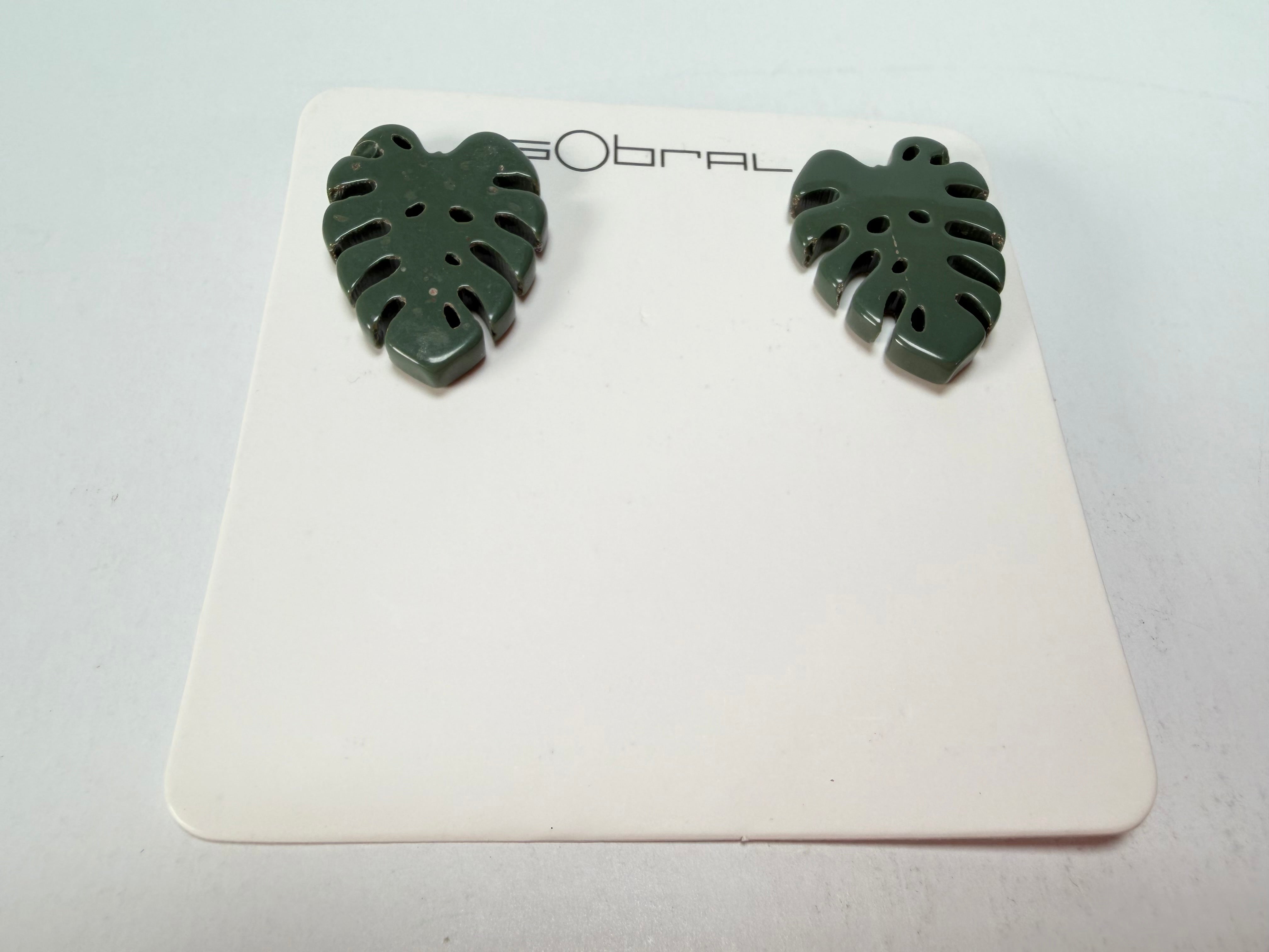 Sobral - Costela de Adão "Leaf" Resin Earrings ( 005526 )