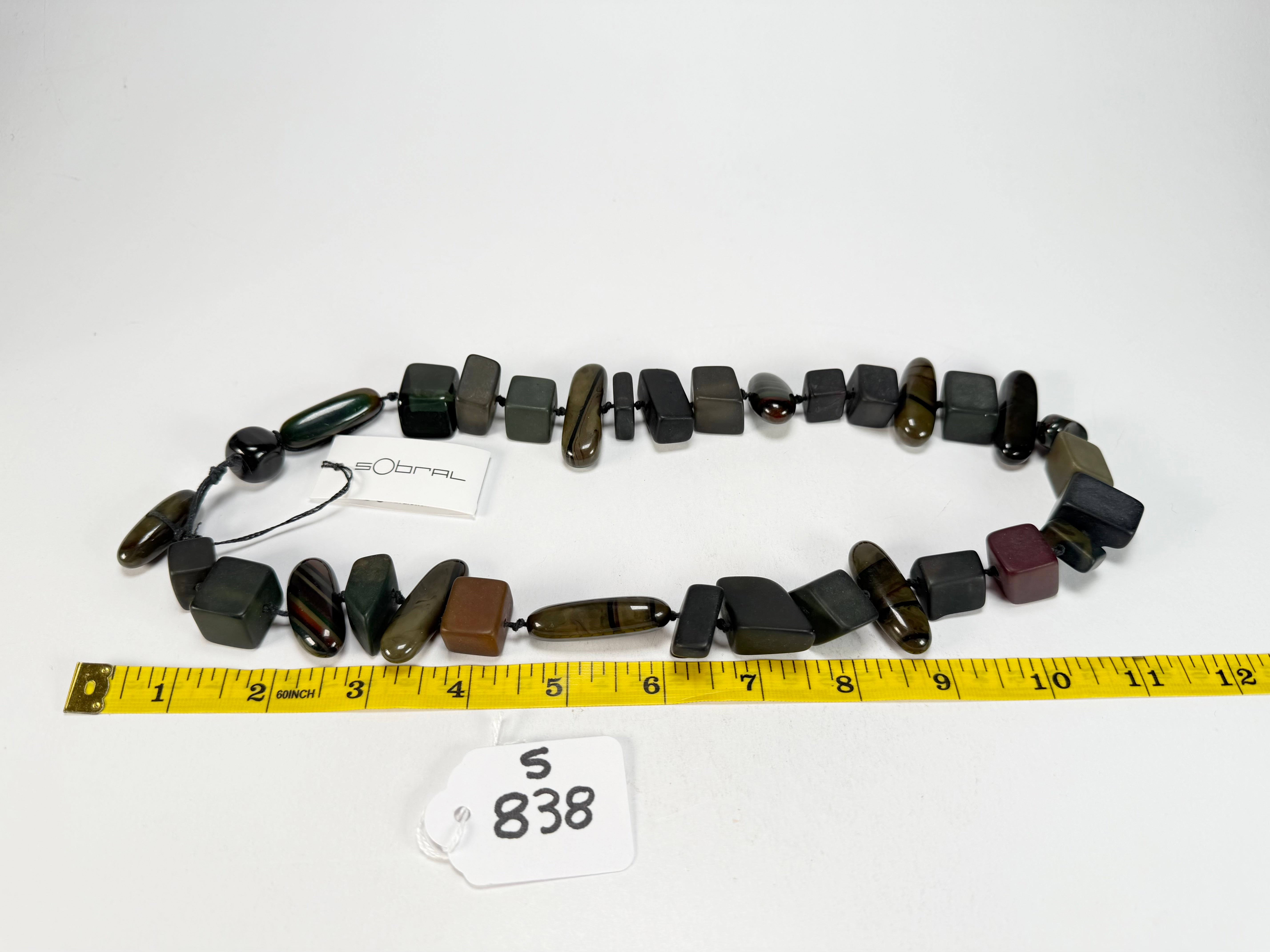 Sobral - Indiana "Cinza" Smokey Gray Mix 70cm Resin Necklace ( 000033 )