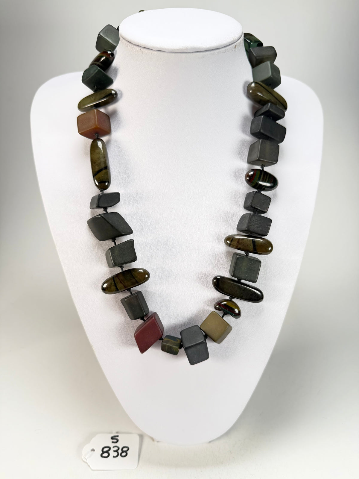 Sobral - Indiana "Cinza" Smokey Gray Mix 70cm Resin Necklace ( 000033 )