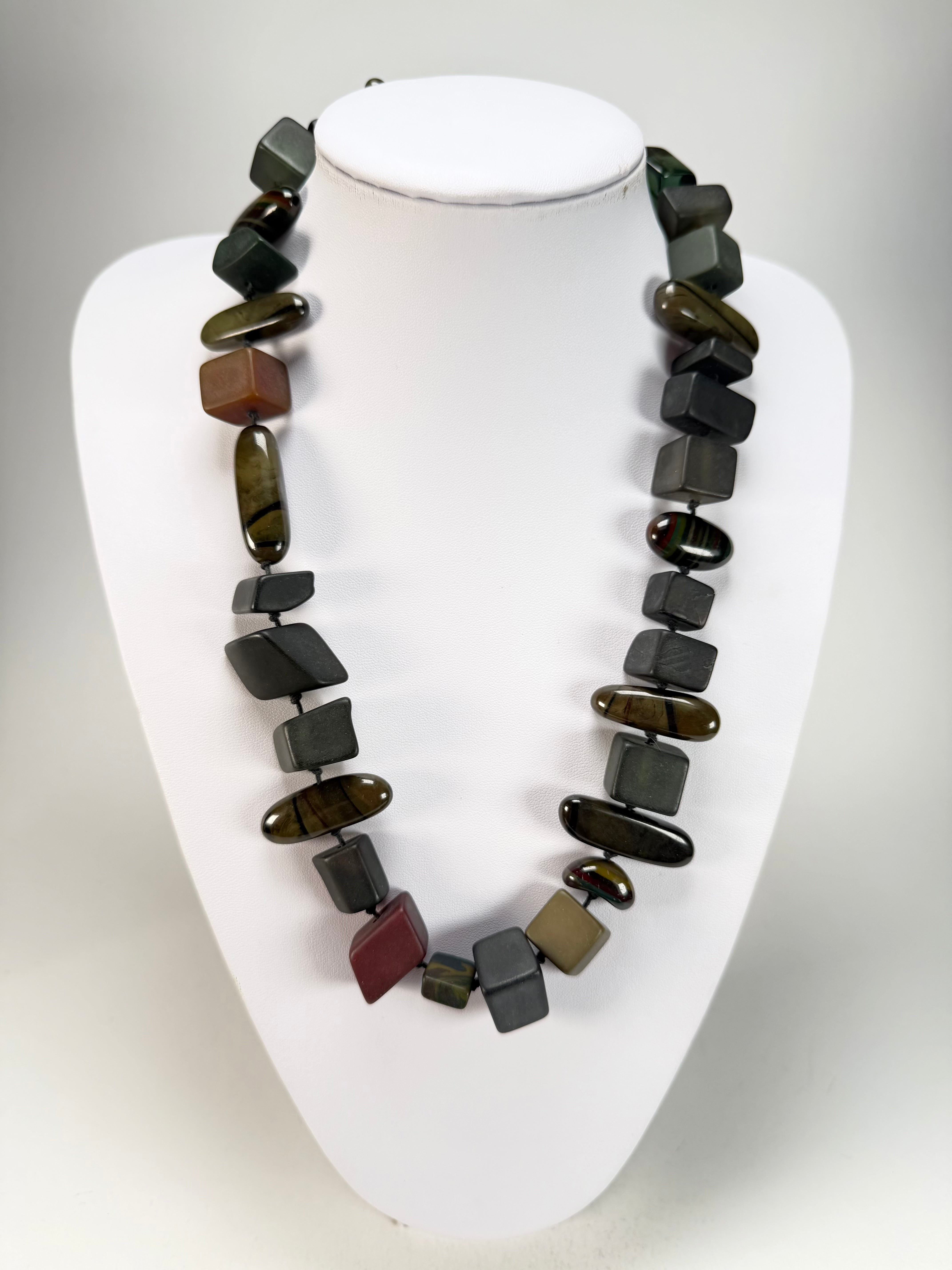 Sobral - Indiana "Cinza" Smokey Gray Mix 70cm Resin Necklace ( 000033 )
