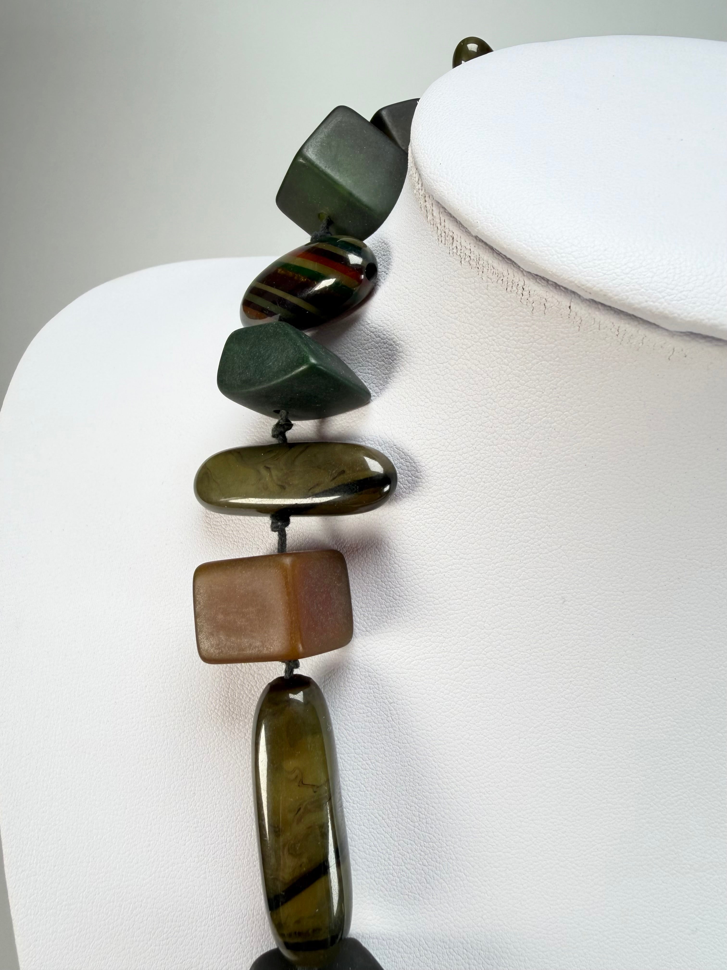 Sobral - Indiana "Cinza" Smokey Gray Mix 70cm Resin Necklace ( 000033 )