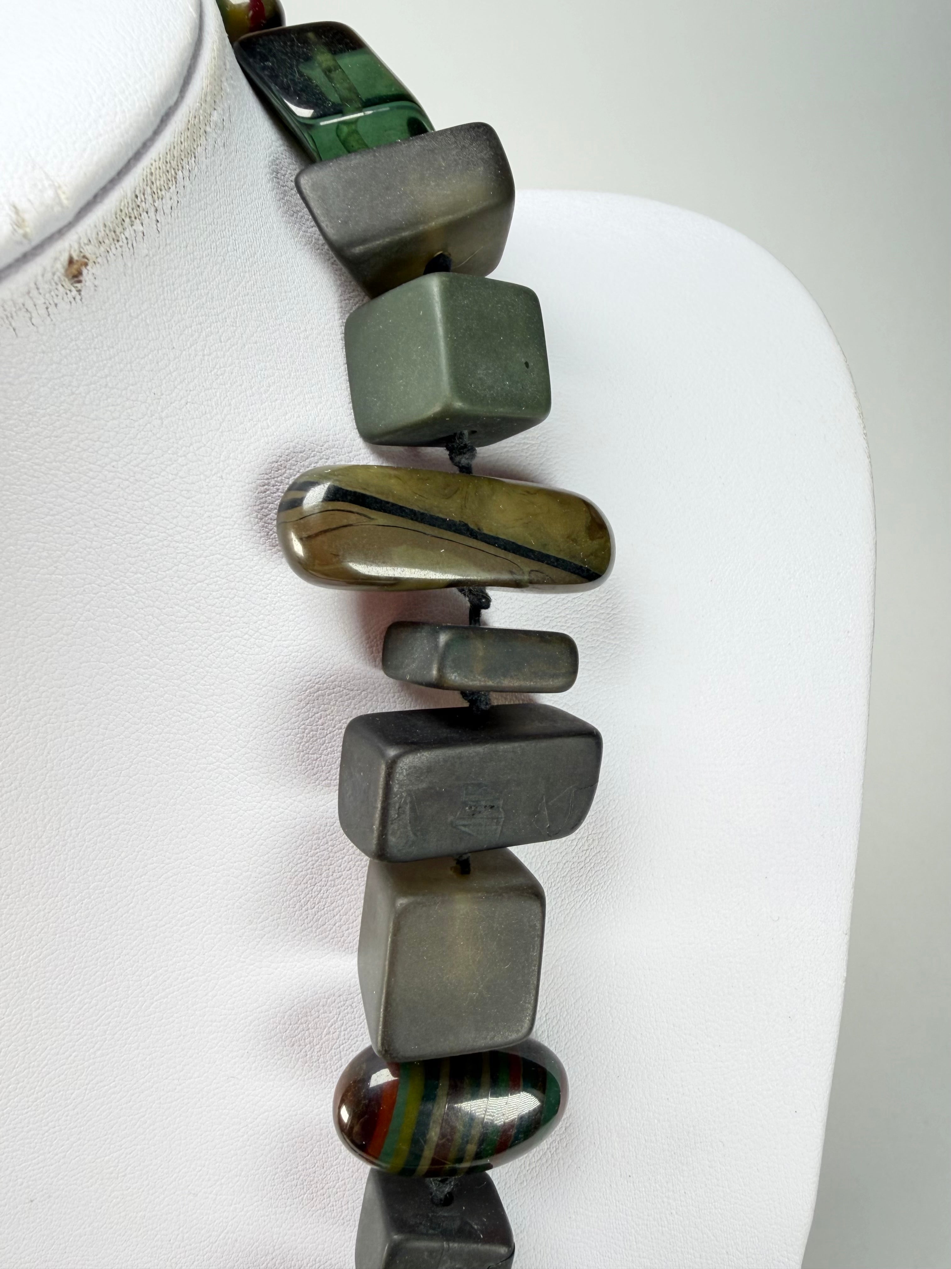 Sobral - Indiana "Cinza" Smokey Gray Mix 70cm Resin Necklace ( 000033 )