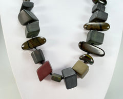Sobral - Indiana "Cinza" Smokey Gray Mix 70cm Resin Necklace ( 000033 )