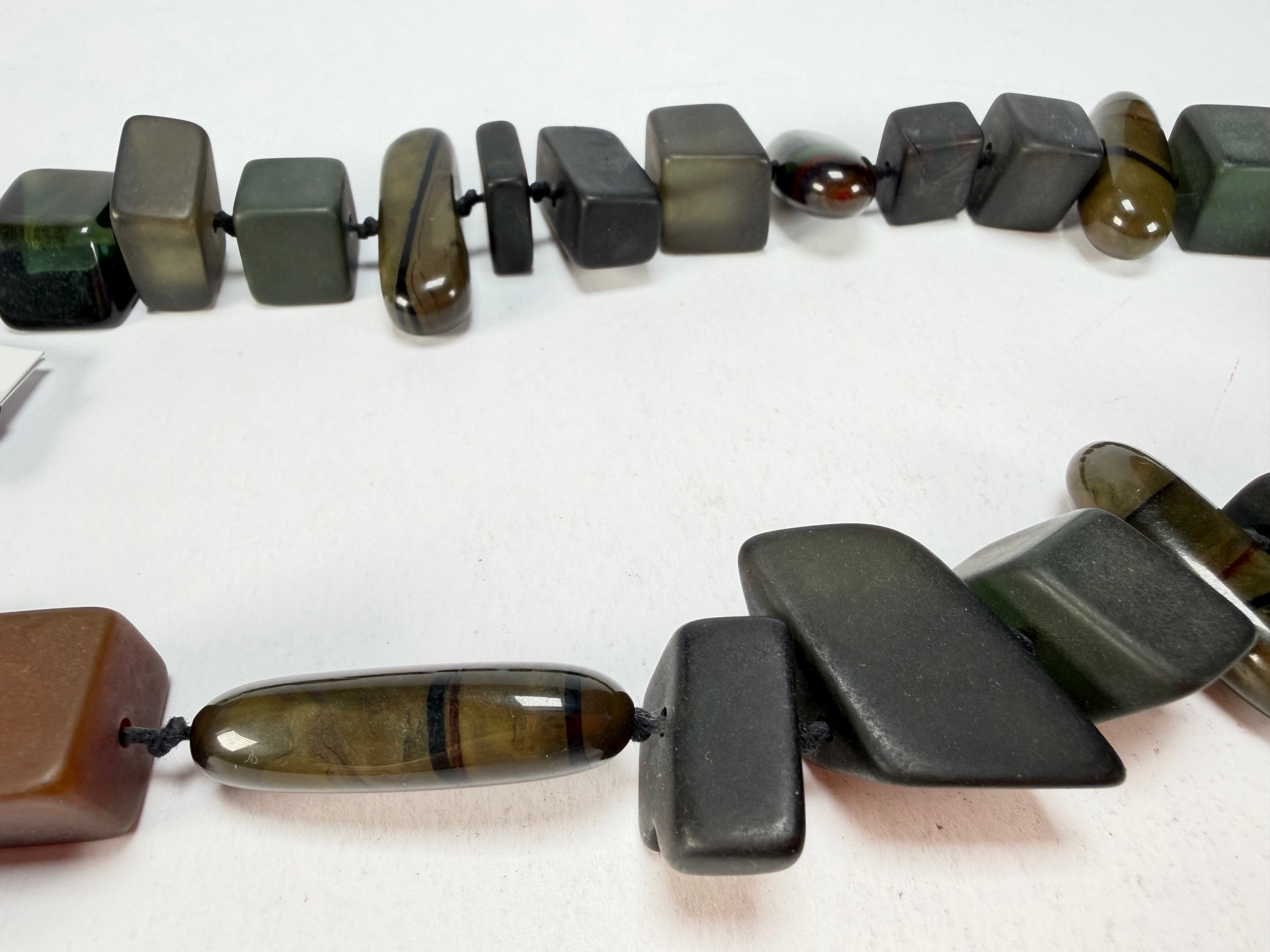 Sobral - Indiana "Cinza" Smokey Gray Mix 70cm Resin Necklace ( 000033 )