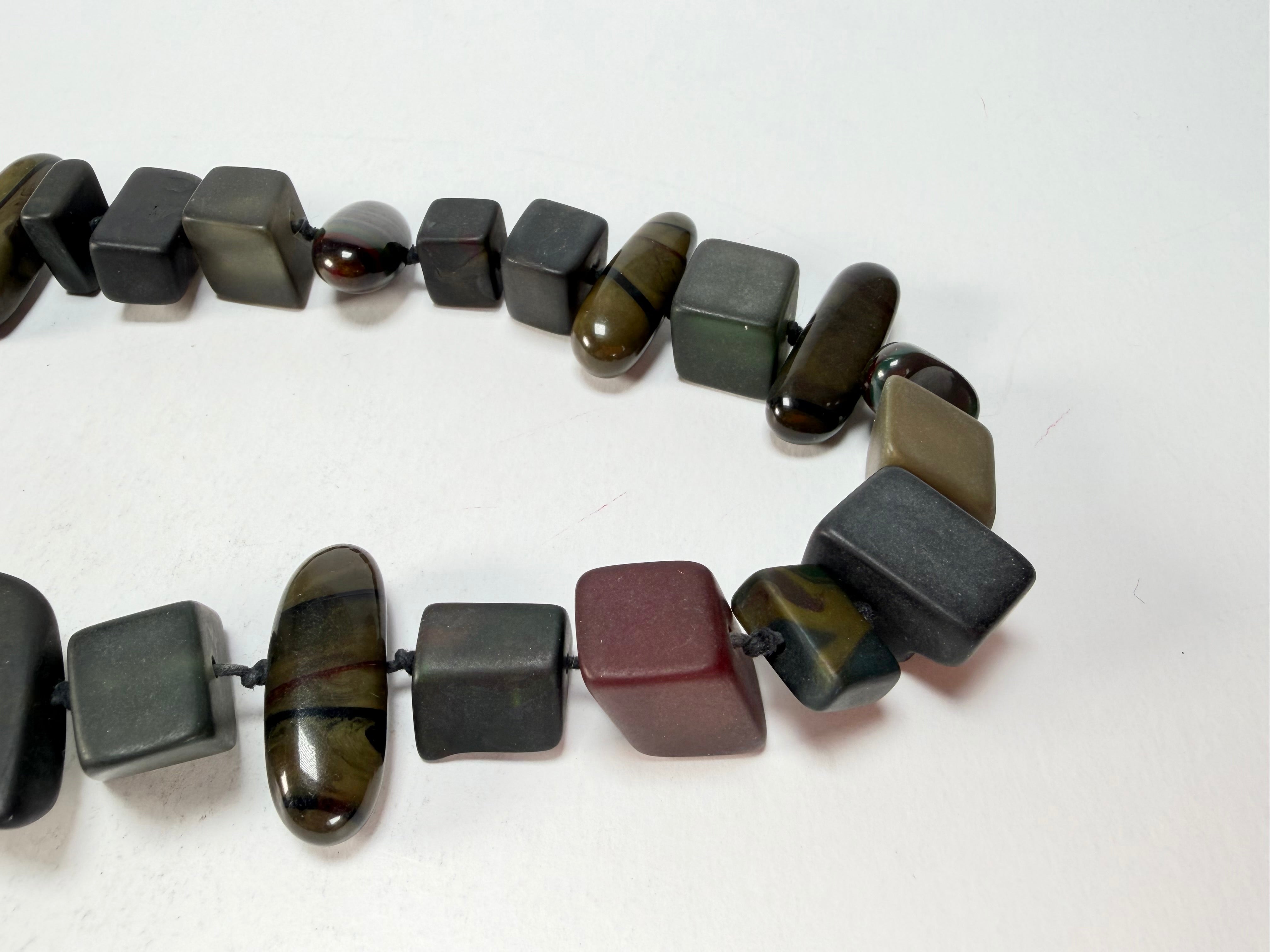 Sobral - Indiana "Cinza" Smokey Gray Mix 70cm Resin Necklace ( 000033 )