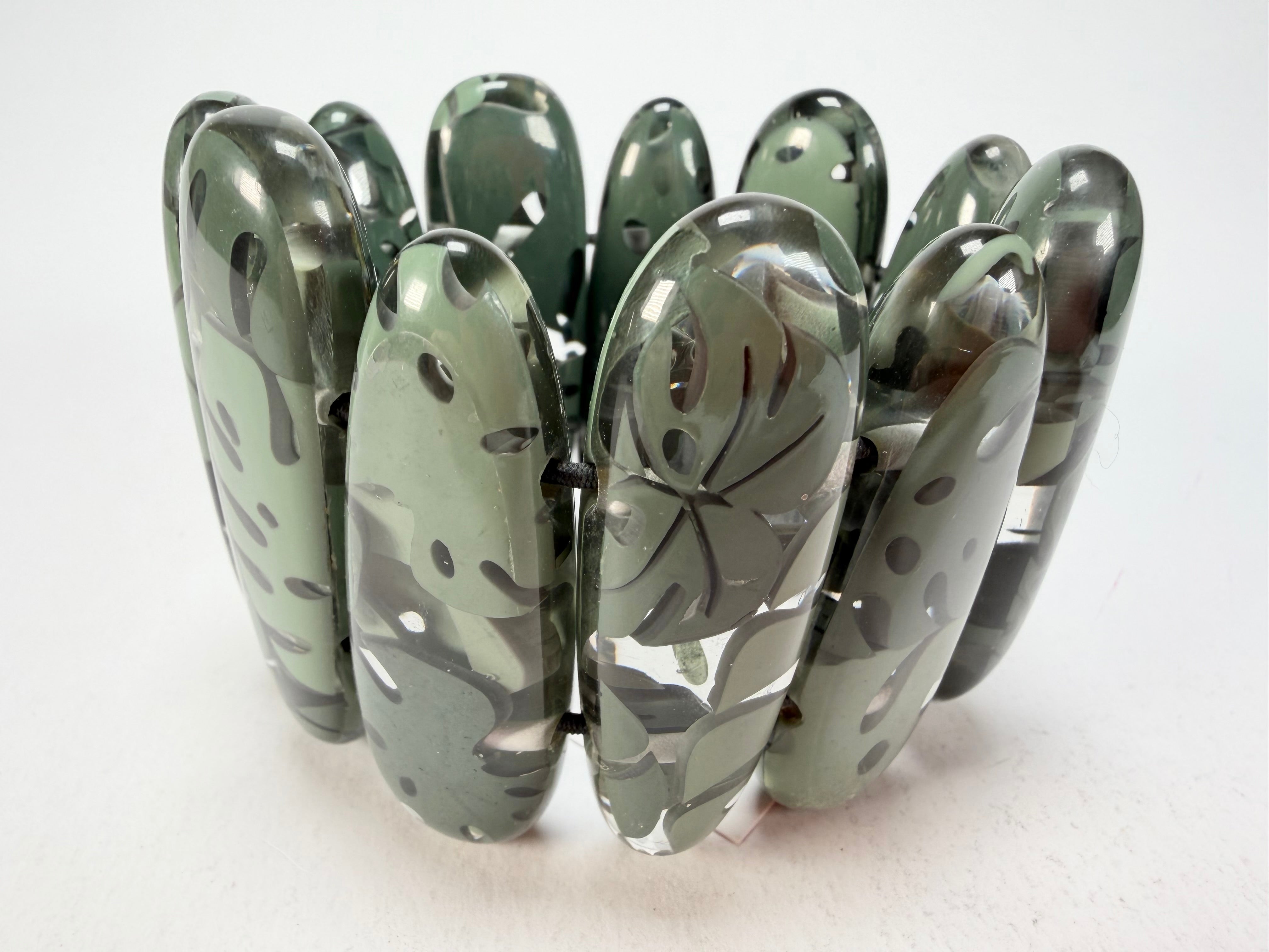 Sobral - Costela de Adão "Leaf" Elasticated Resin Bracelet ( 005520 )